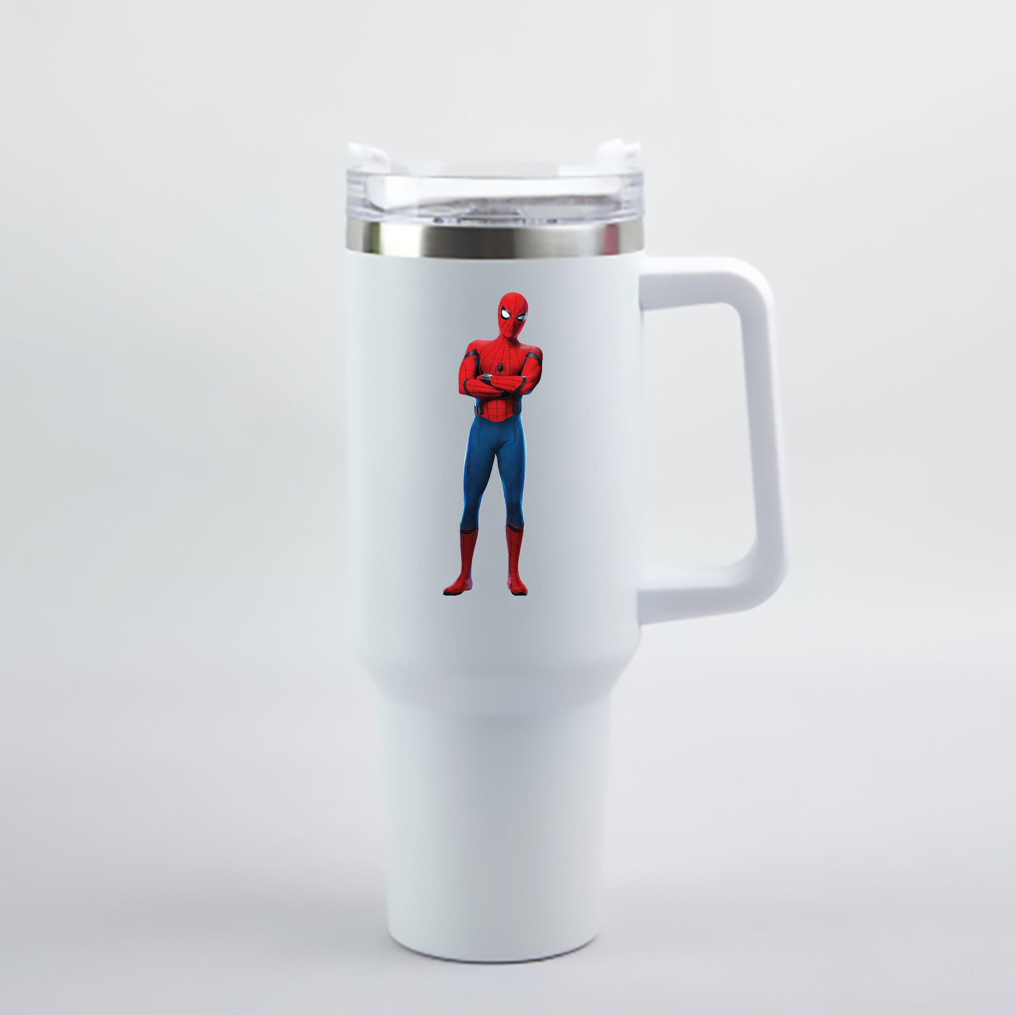 （画像用） Spider Man スパイダーマン 1200mL車用タンブラー - クリスタルステッカー（プラスチックストロー付き）