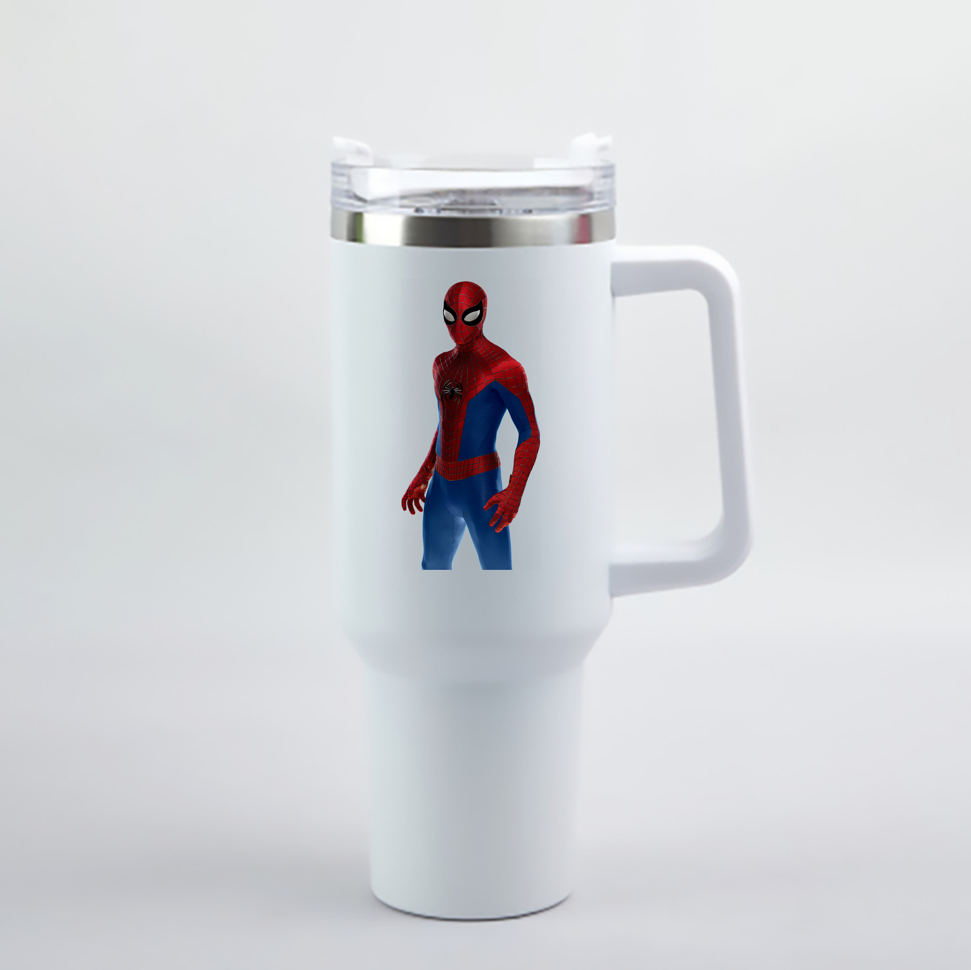 （画像用） Spider Man スパイダーマン 1200mL車用タンブラー - クリスタルステッカー（プラスチックストロー付き）