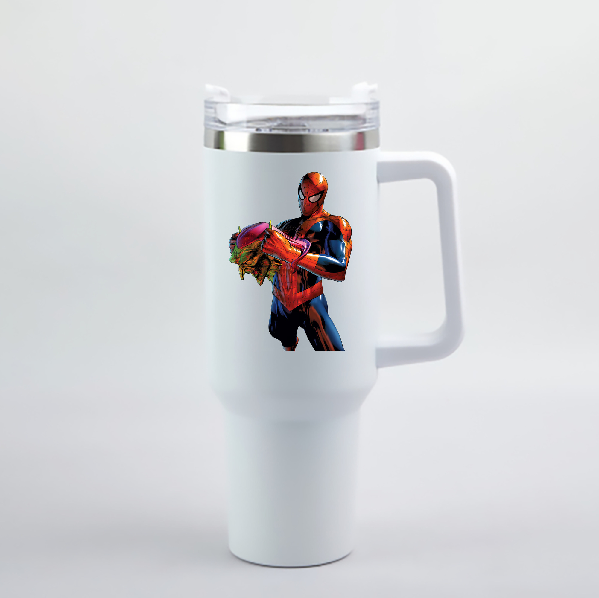 （画像用） Spider Man スパイダーマン 1200mL車用タンブラー - クリスタルステッカー（プラスチックストロー付き）