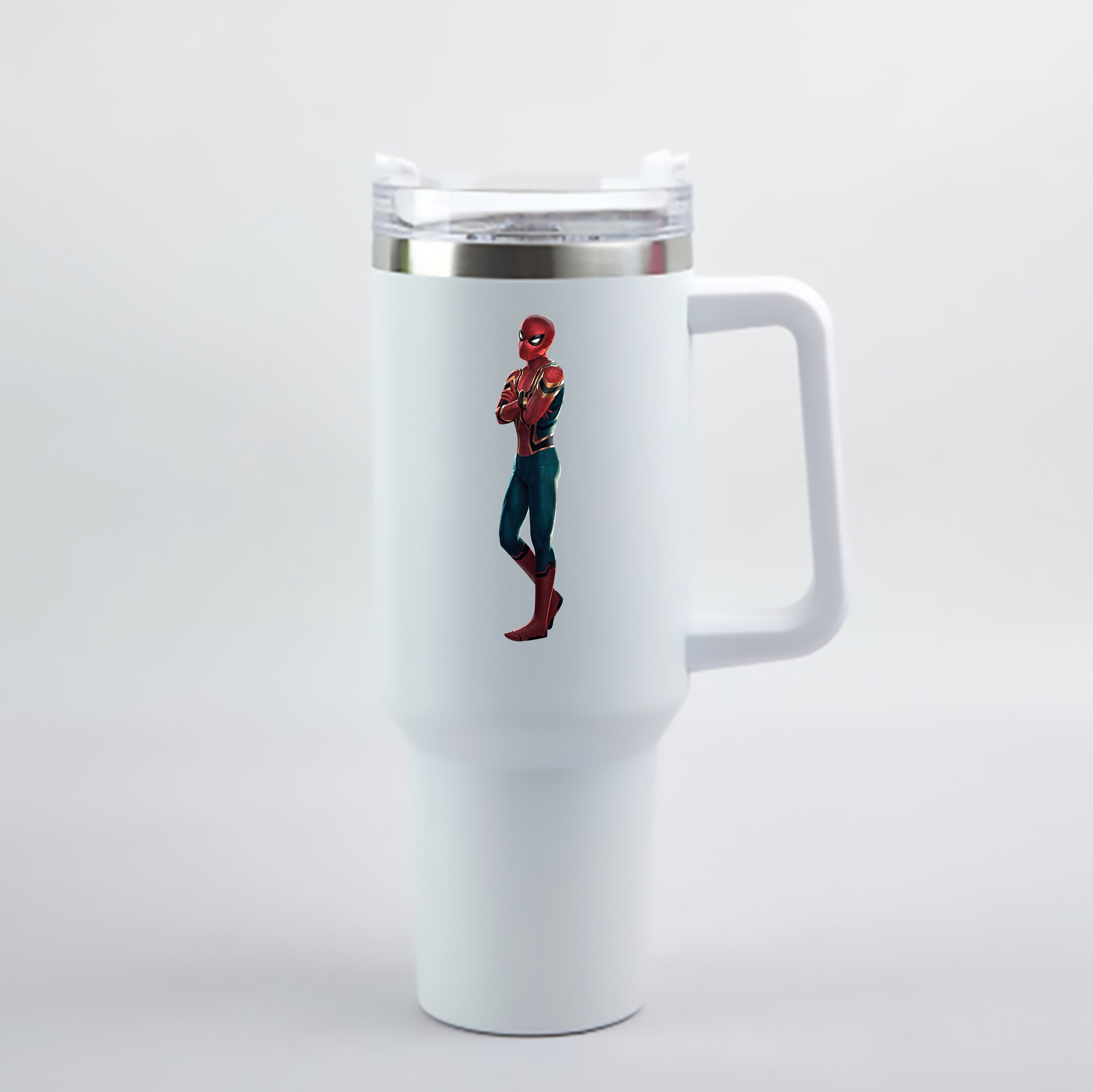 （画像用） Spider Man スパイダーマン 1200mL車用タンブラー - クリスタルステッカー（プラスチックストロー付き）