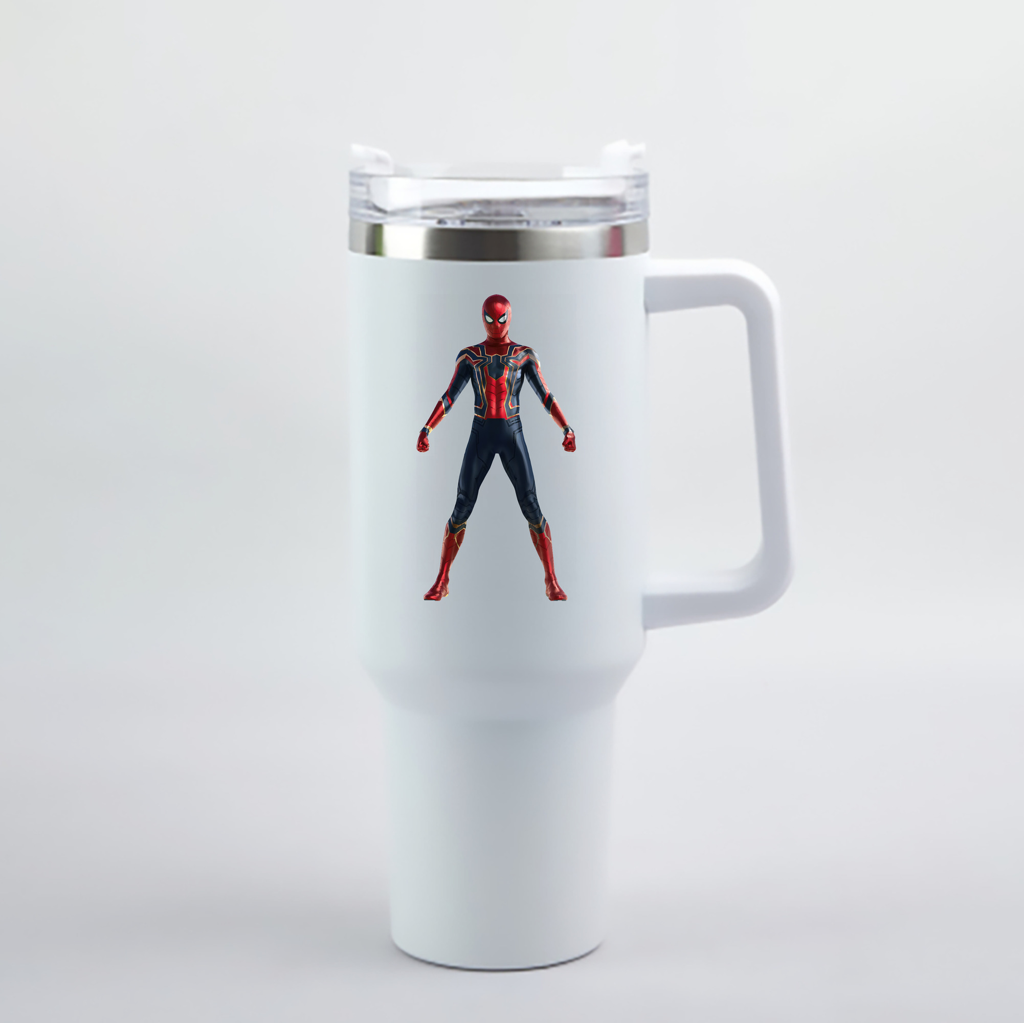 （画像用） Spider Man スパイダーマン 1200mL車用タンブラー - クリスタルステッカー（プラスチックストロー付き）