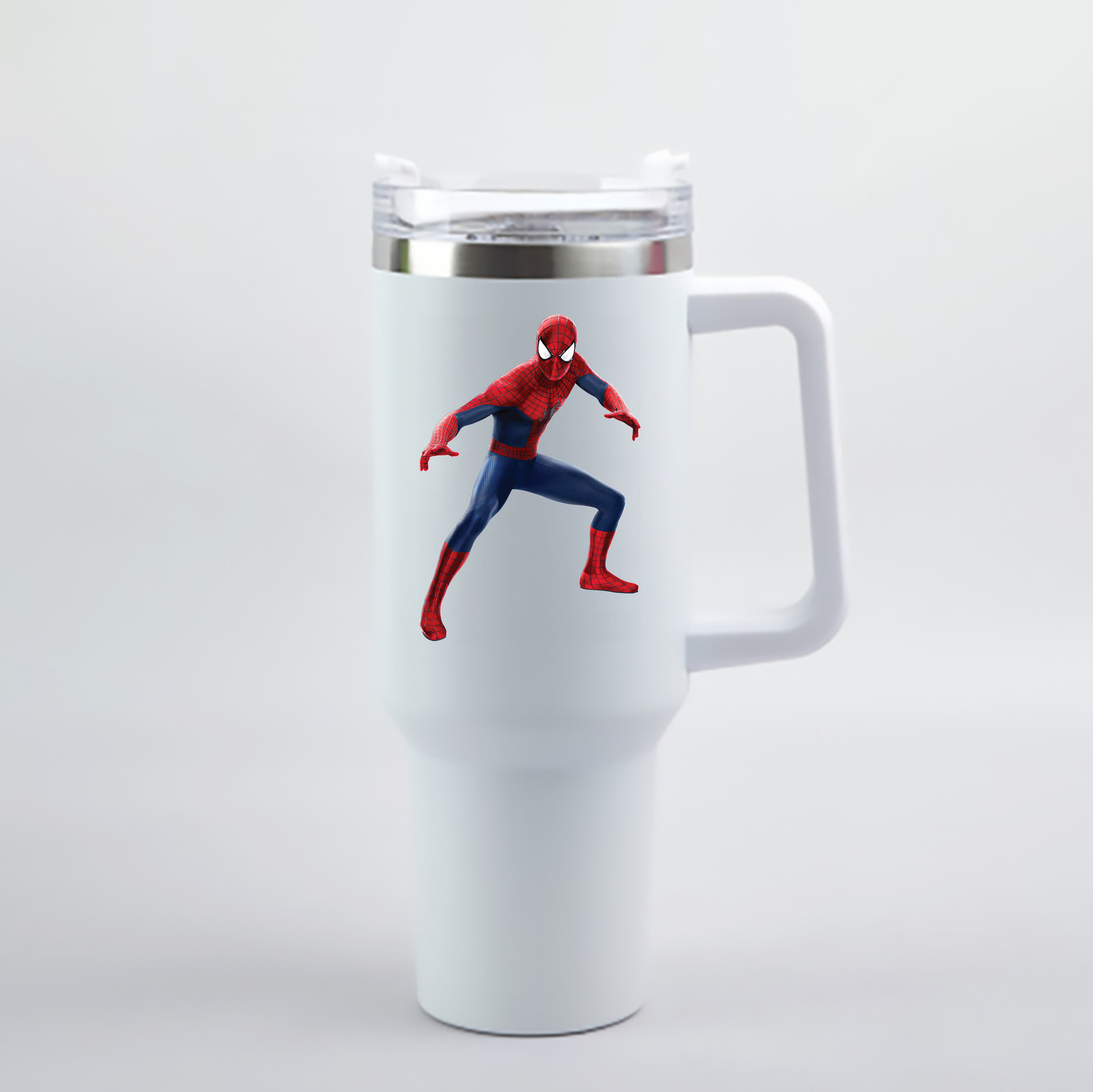 （画像用） Spider Man スパイダーマン 1200mL車用タンブラー - クリスタルステッカー（プラスチックストロー付き）