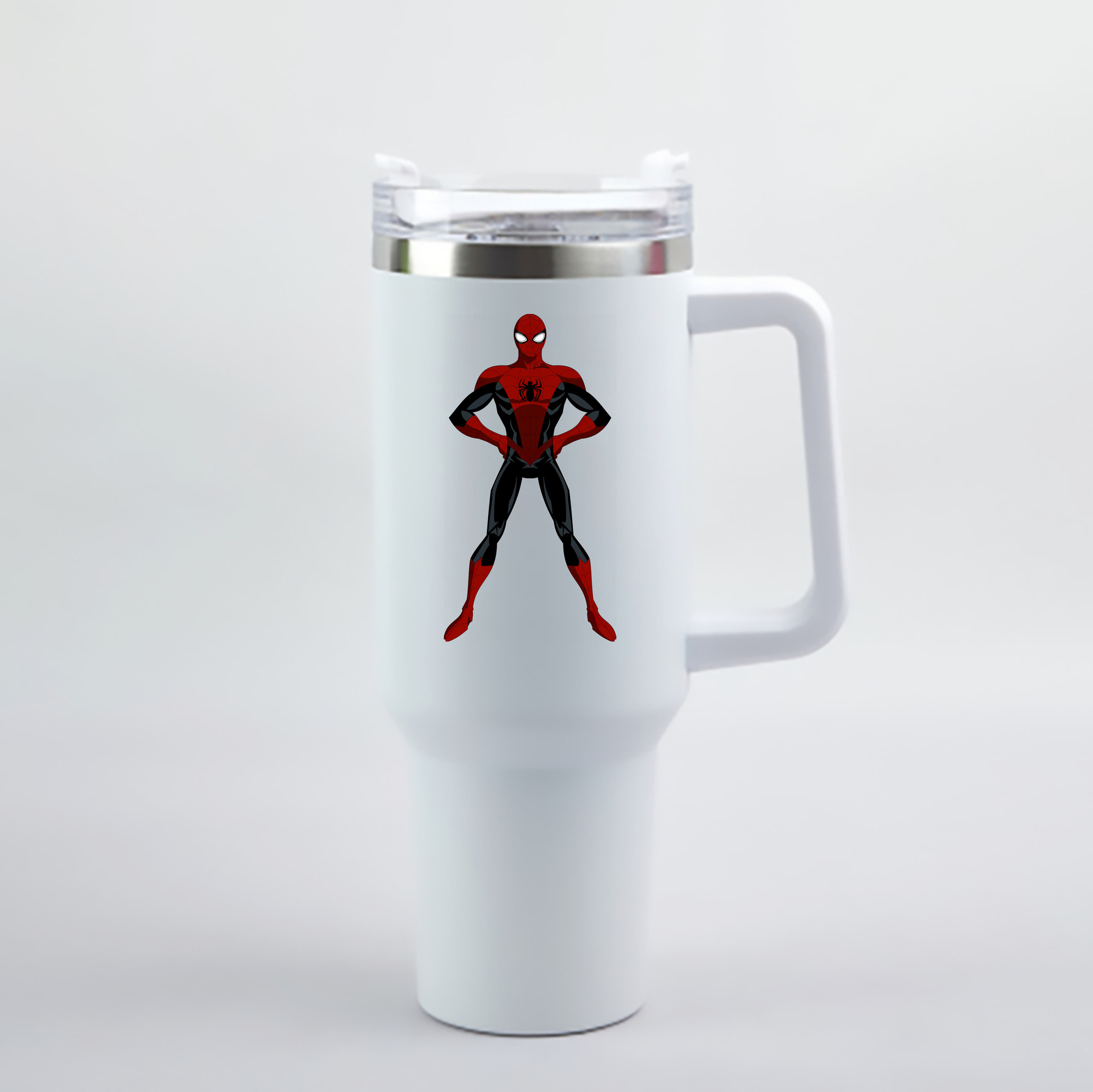 （画像用） Spider Man スパイダーマン 1200mL車用タンブラー - クリスタルステッカー（プラスチックストロー付き）