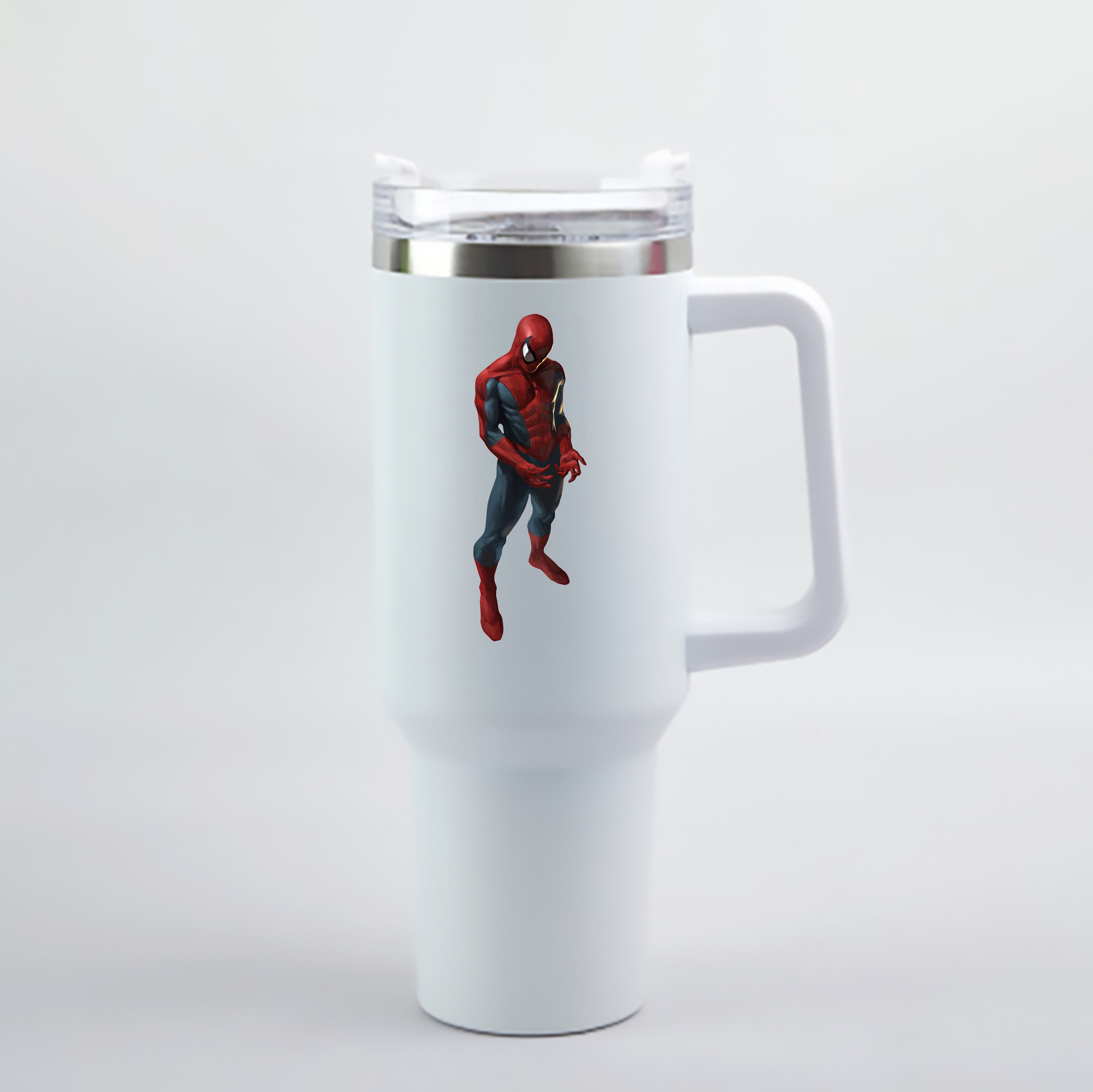 （画像用） Spider Man スパイダーマン 1200mL車用タンブラー - クリスタルステッカー（プラスチックストロー付き）