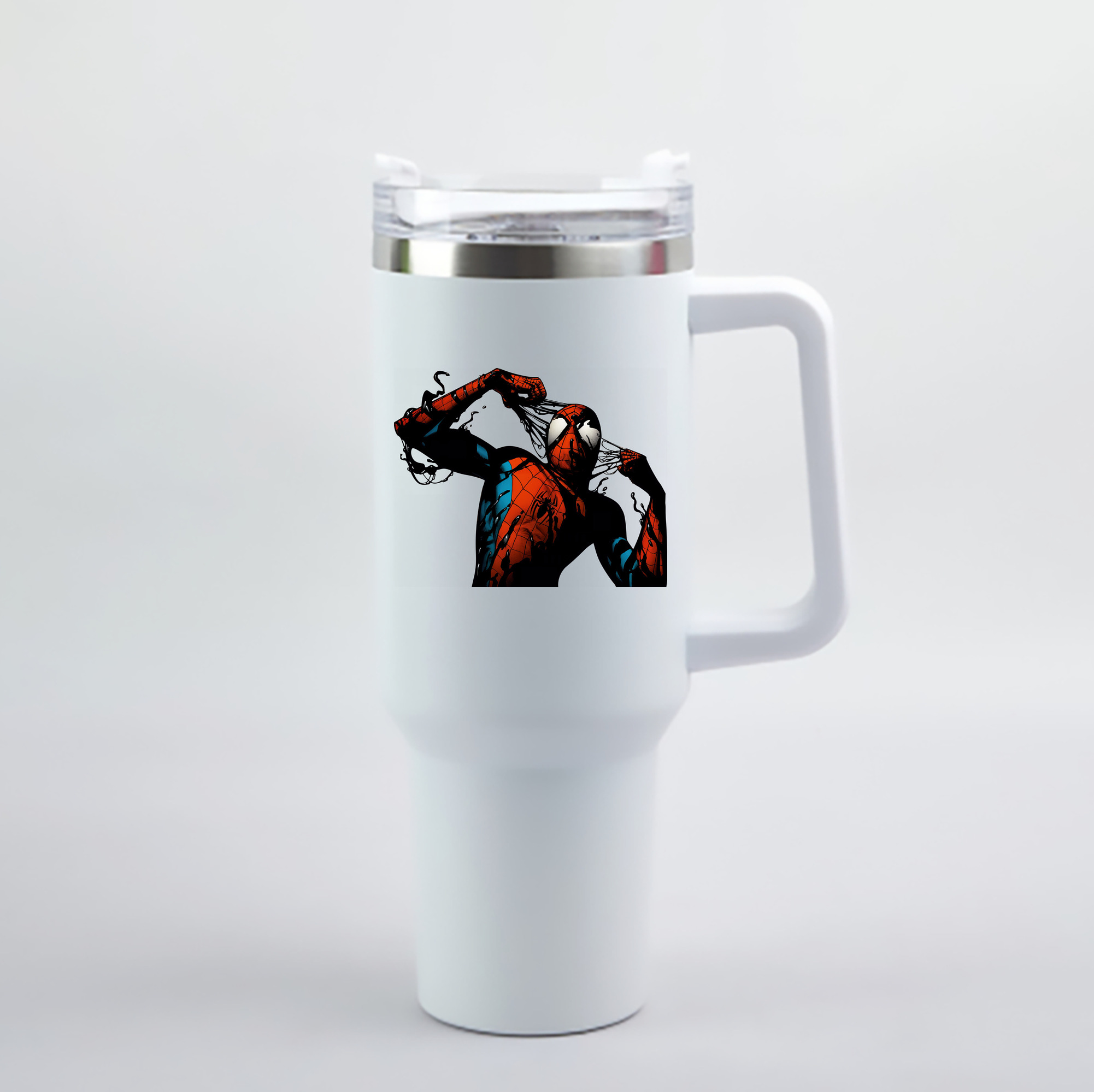 （画像用） Spider Man スパイダーマン 1200mL車用タンブラー - クリスタルステッカー（プラスチックストロー付き）