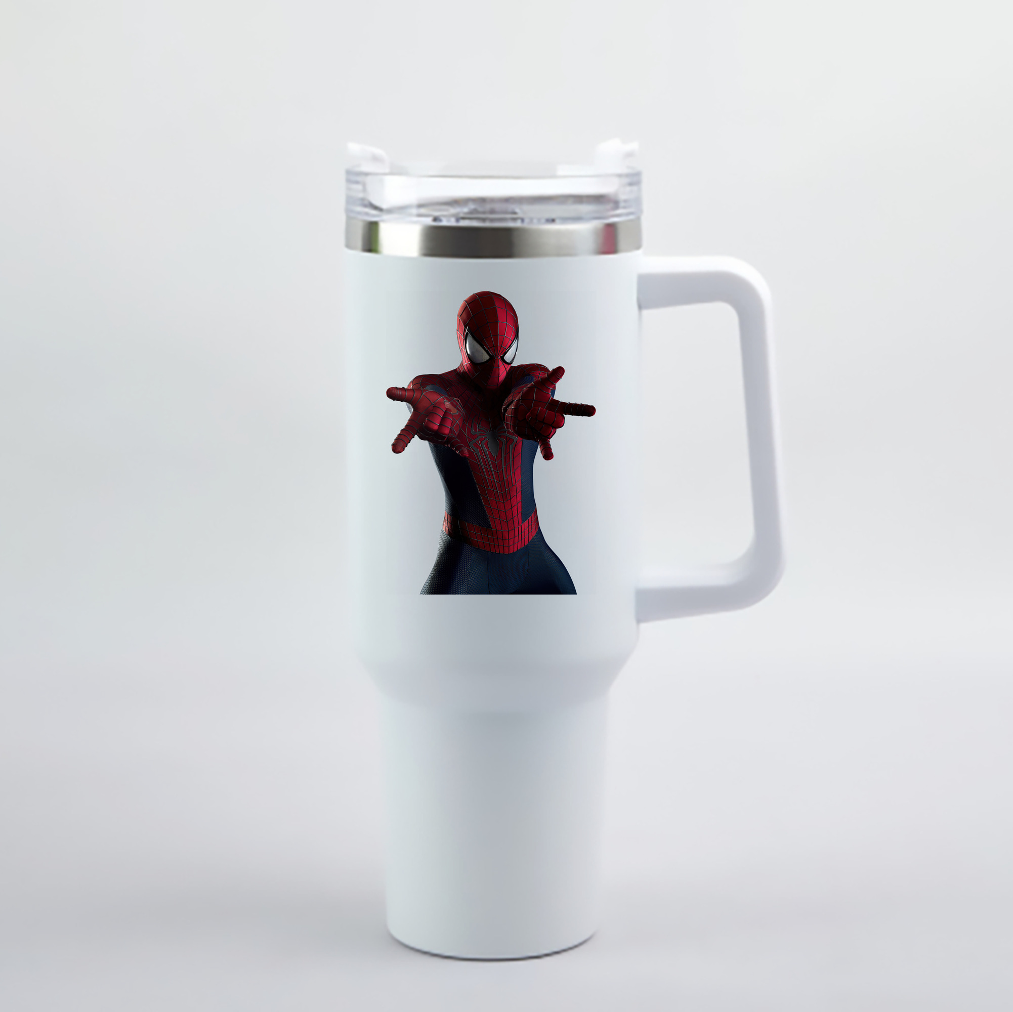 （画像用） Spider Man スパイダーマン 1200mL車用タンブラー - クリスタルステッカー（プラスチックストロー付き）