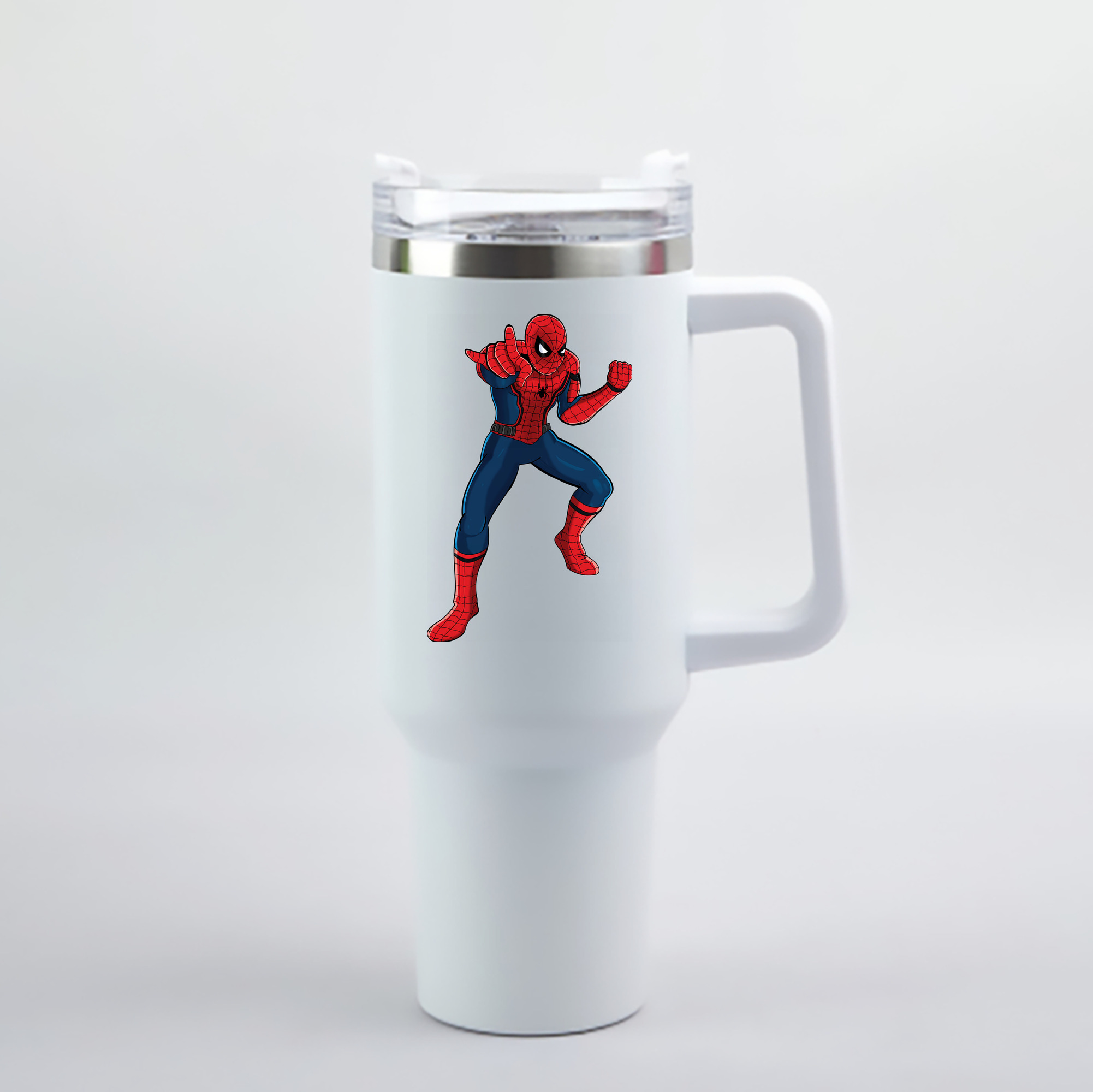 （画像用） Spider Man スパイダーマン 1200mL車用タンブラー - クリスタルステッカー（プラスチックストロー付き）