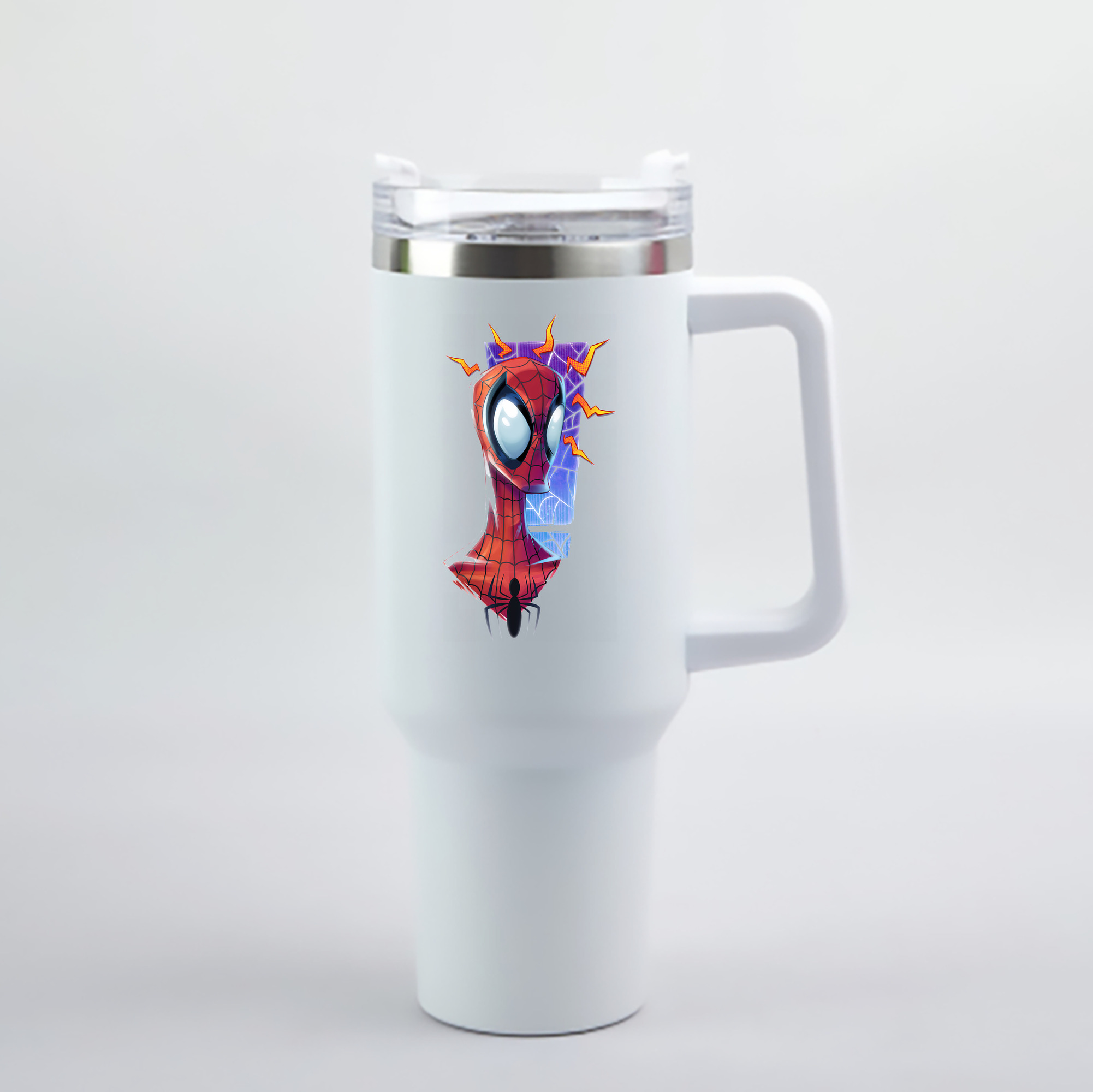 （画像用） Spider Man スパイダーマン 1200mL車用タンブラー - クリスタルステッカー（プラスチックストロー付き）