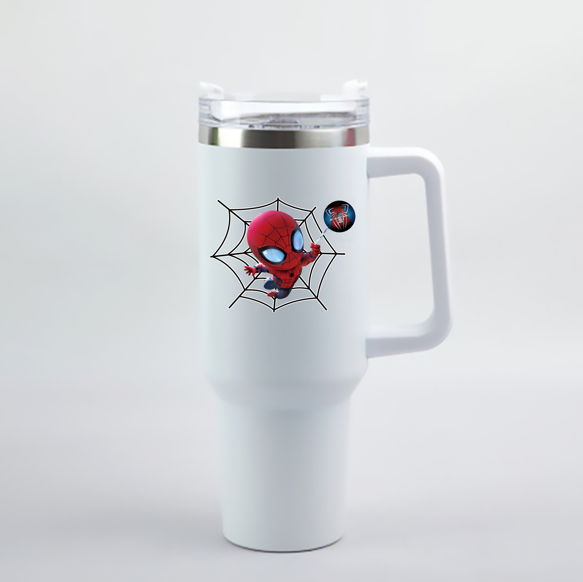 （画像用） Spider Man スパイダーマン 1200mL車用タンブラー - クリスタルステッカー（プラスチックストロー付き）