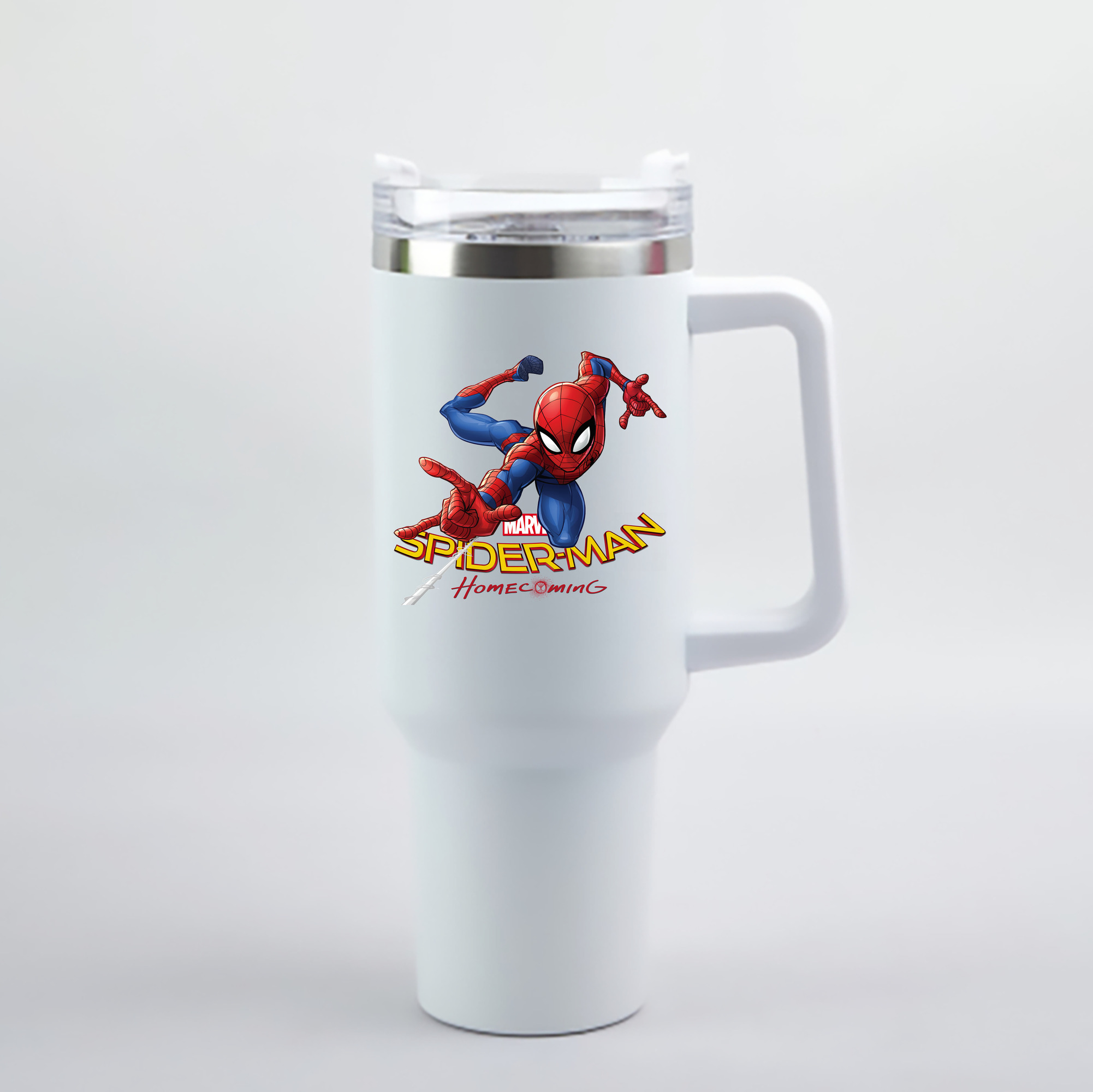 （画像用） Spider Man スパイダーマン 1200mL車用タンブラー - クリスタルステッカー（プラスチックストロー付き）
