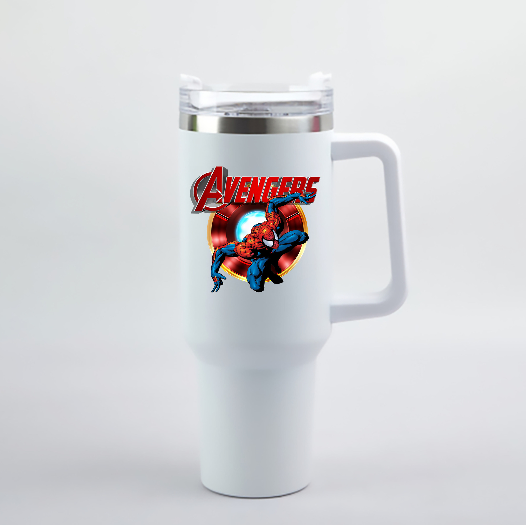 （画像用） Spider Man スパイダーマン 1200mL車用タンブラー - クリスタルステッカー（プラスチックストロー付き）