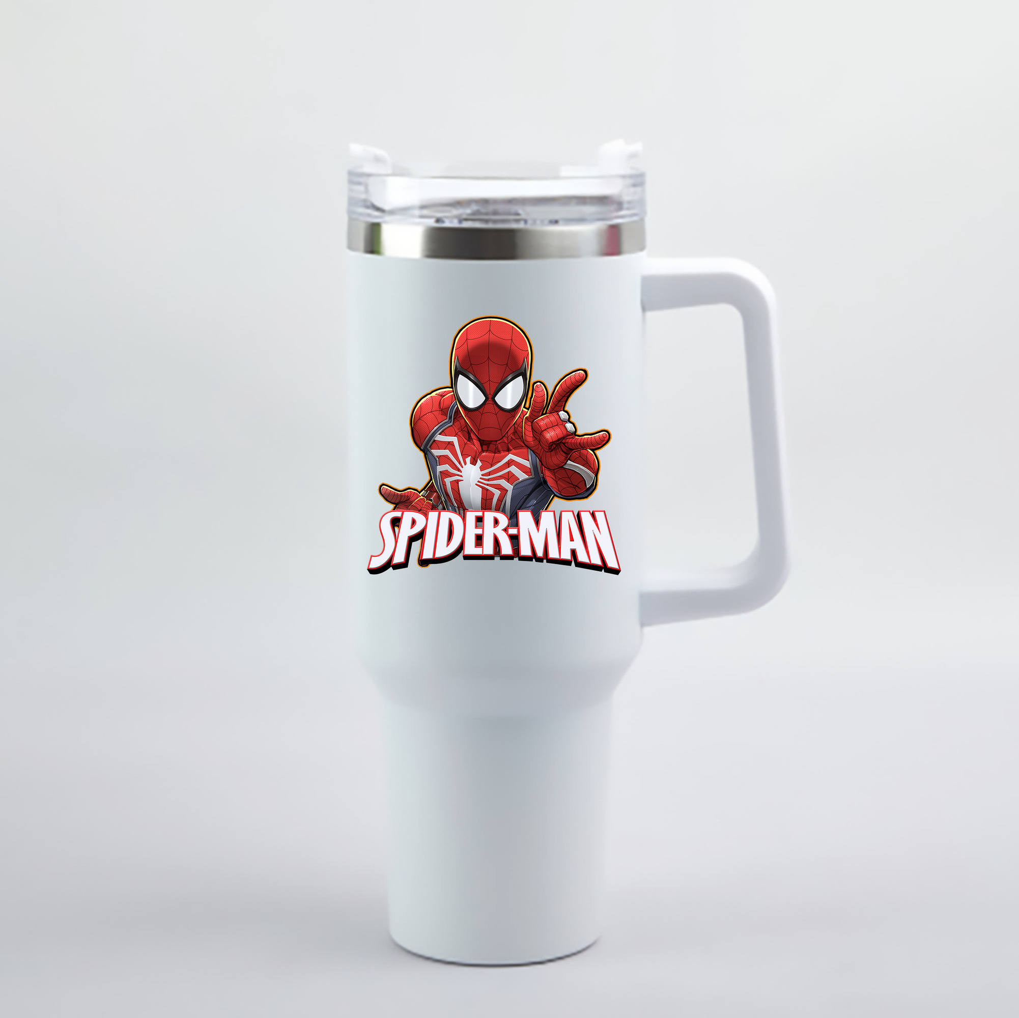 （画像用） Spider Man スパイダーマン 1200mL車用タンブラー - クリスタルステッカー（プラスチックストロー付き）
