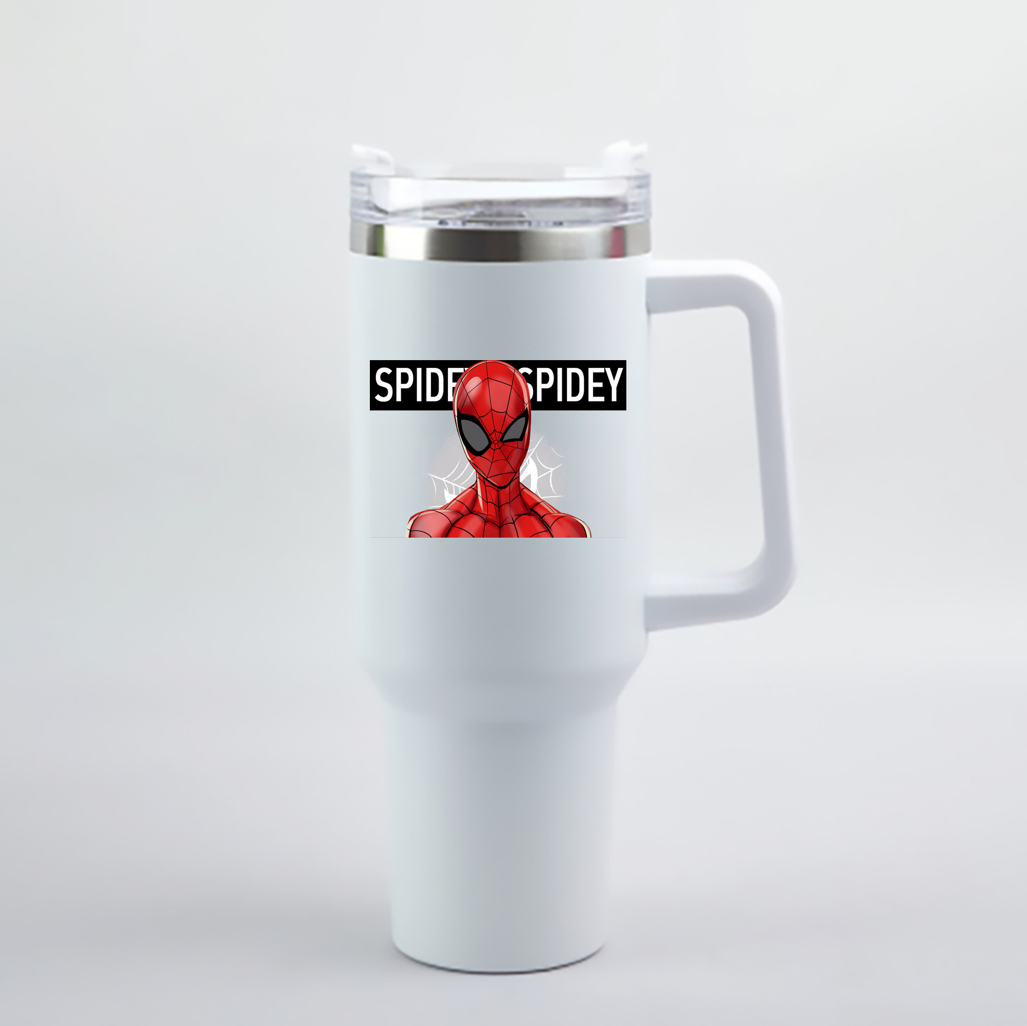 （画像用） Spider Man スパイダーマン 1200mL車用タンブラー - クリスタルステッカー（プラスチックストロー付き）