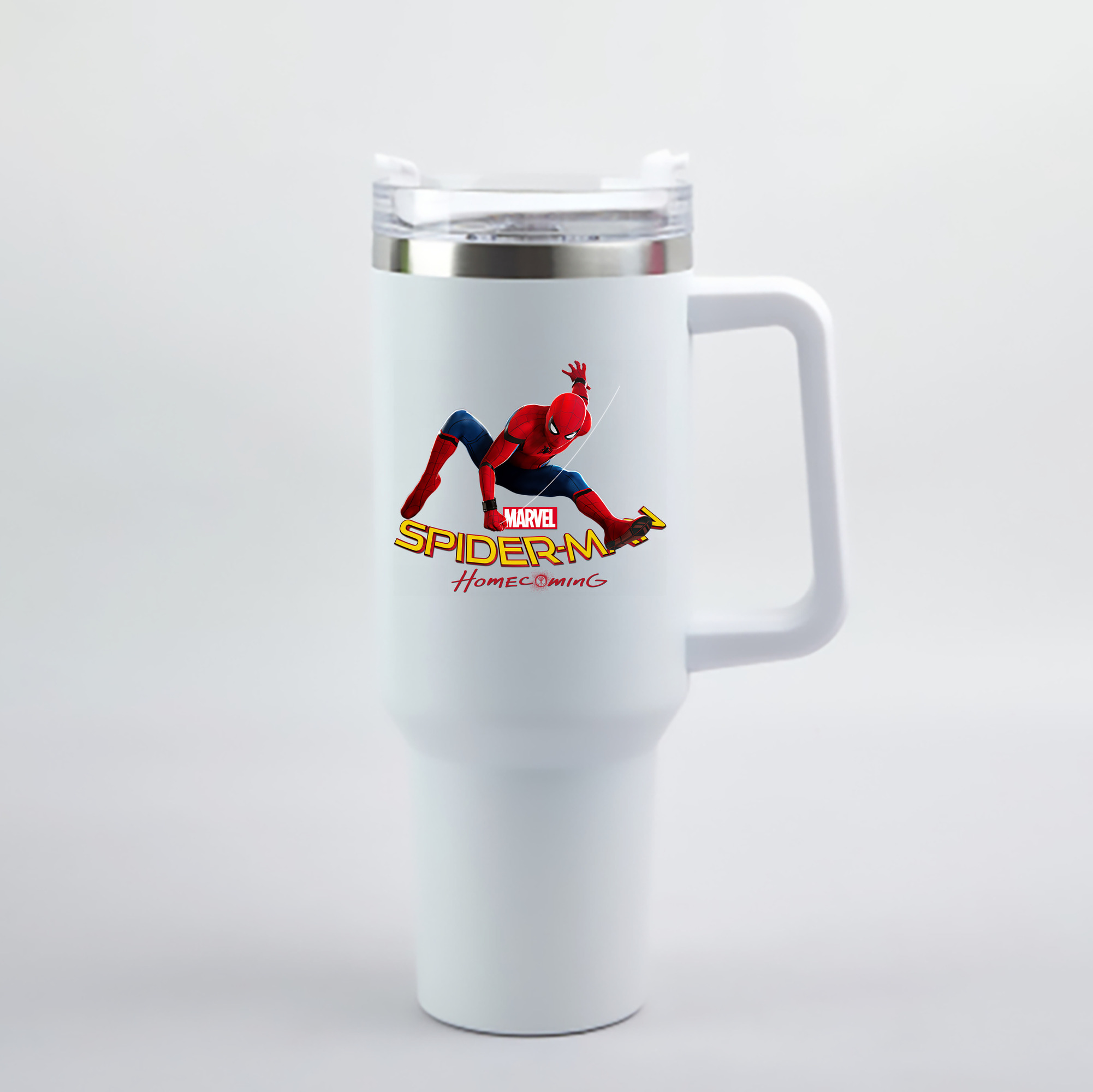 （画像用） Spider Man スパイダーマン 1200mL車用タンブラー - クリスタルステッカー（プラスチックストロー付き）