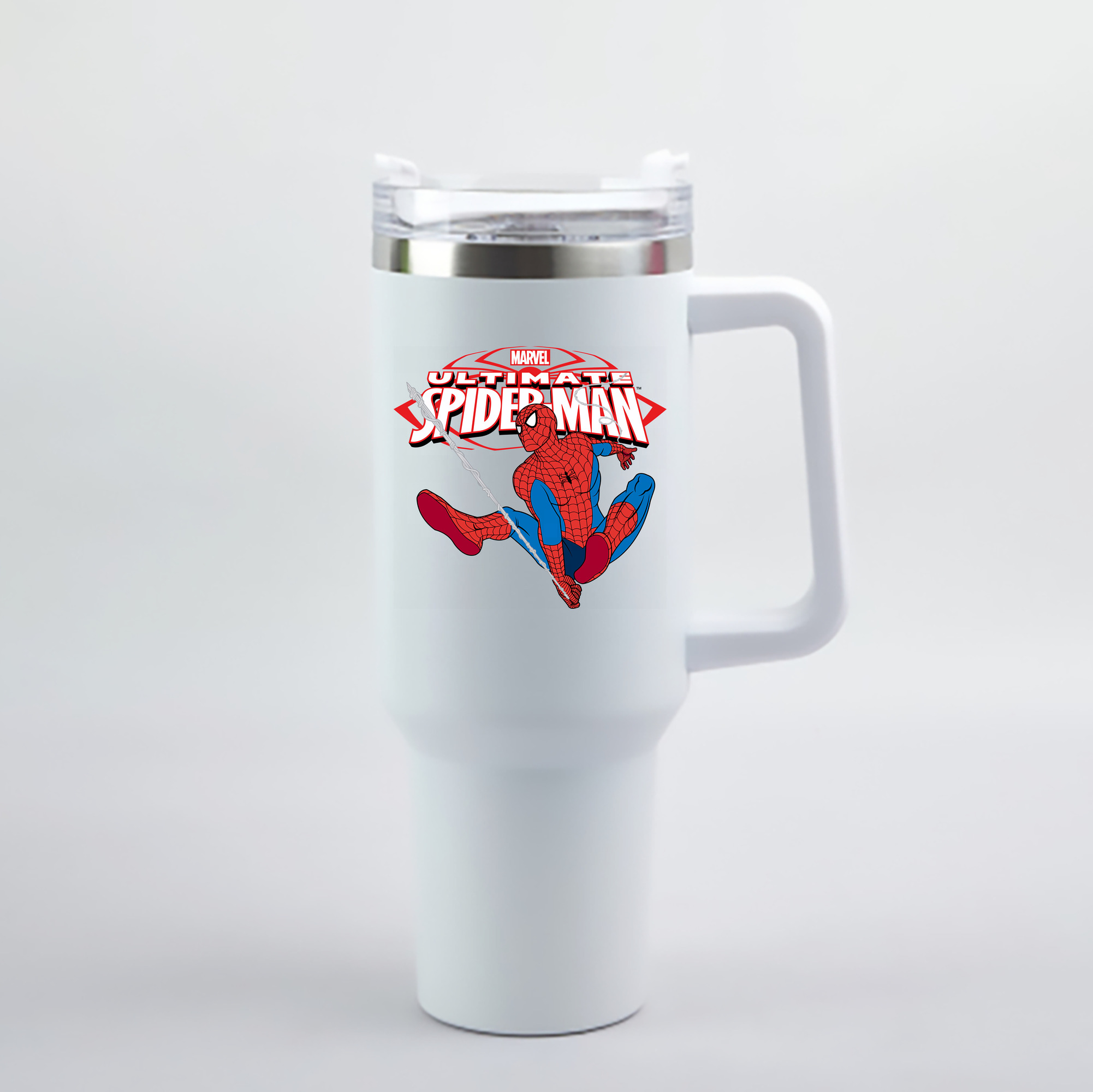 （画像用） Spider Man スパイダーマン 1200mL車用タンブラー - クリスタルステッカー（プラスチックストロー付き）