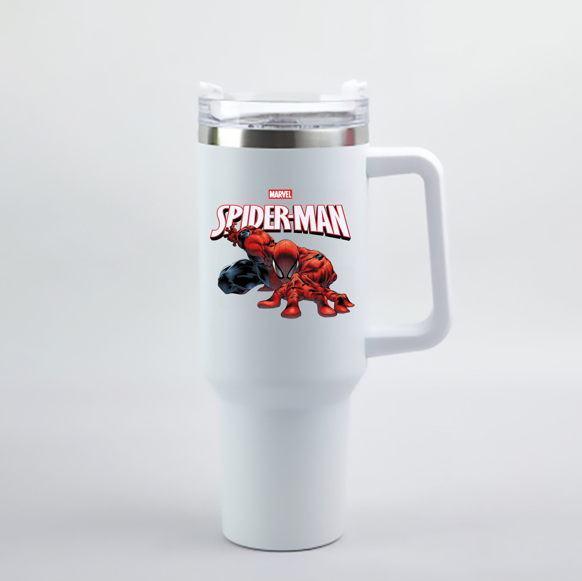 （画像用） Spider Man スパイダーマン 1200mL車用タンブラー - クリスタルステッカー（プラスチックストロー付き）