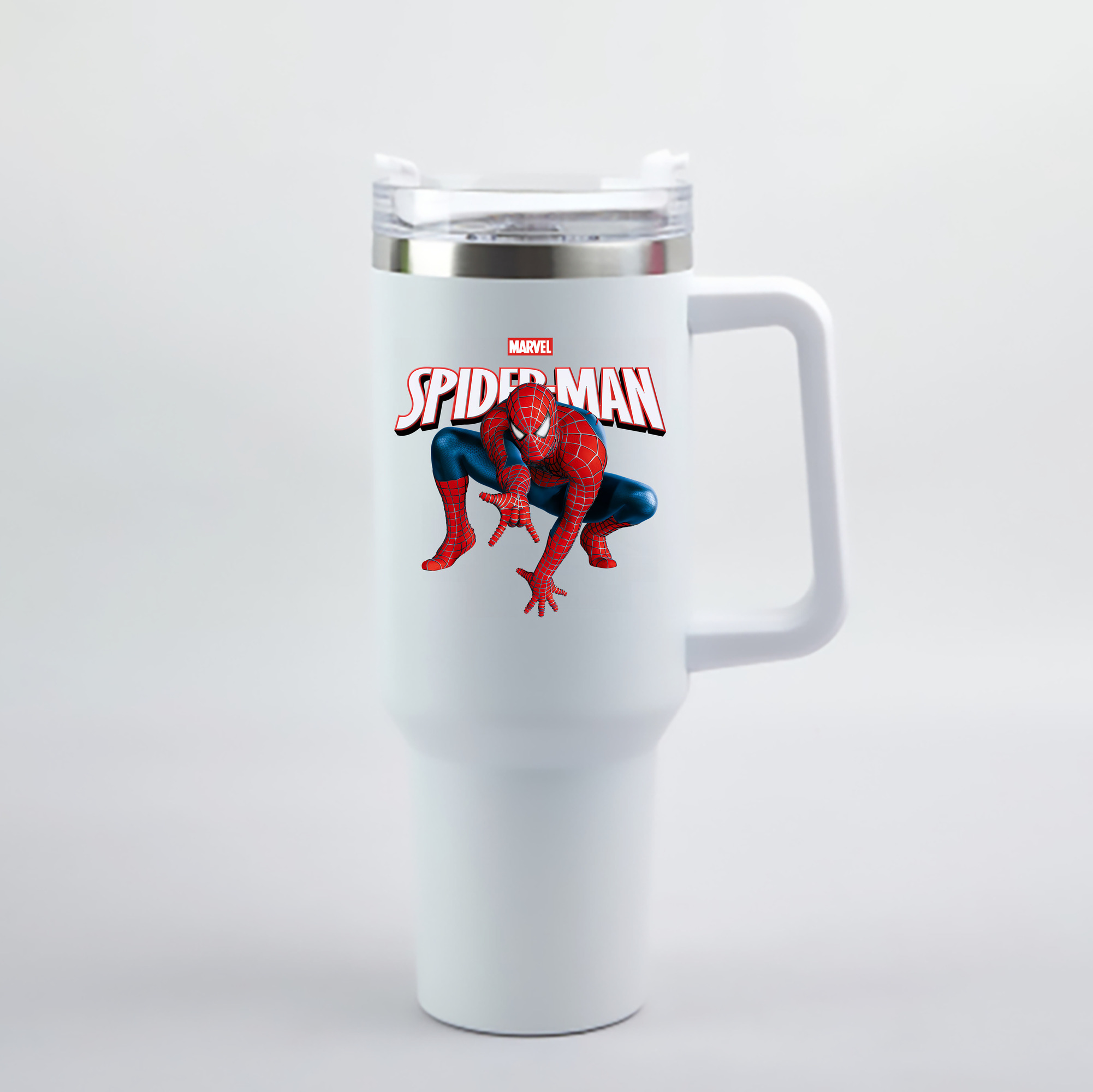 （画像用） Spider Man スパイダーマン 1200mL車用タンブラー - クリスタルステッカー（プラスチックストロー付き）