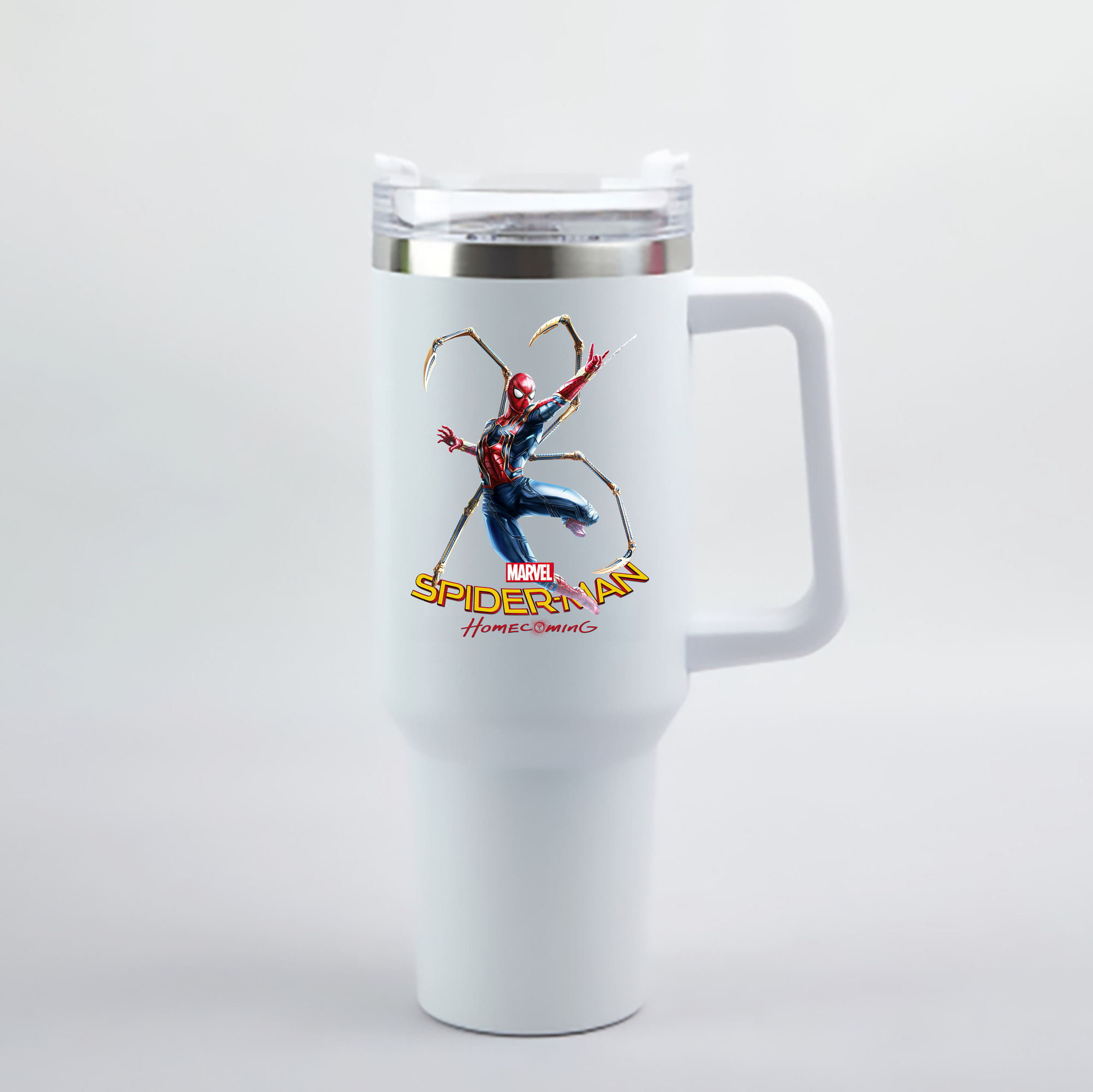 （画像用） Spider Man スパイダーマン 1200mL車用タンブラー - クリスタルステッカー（プラスチックストロー付き）