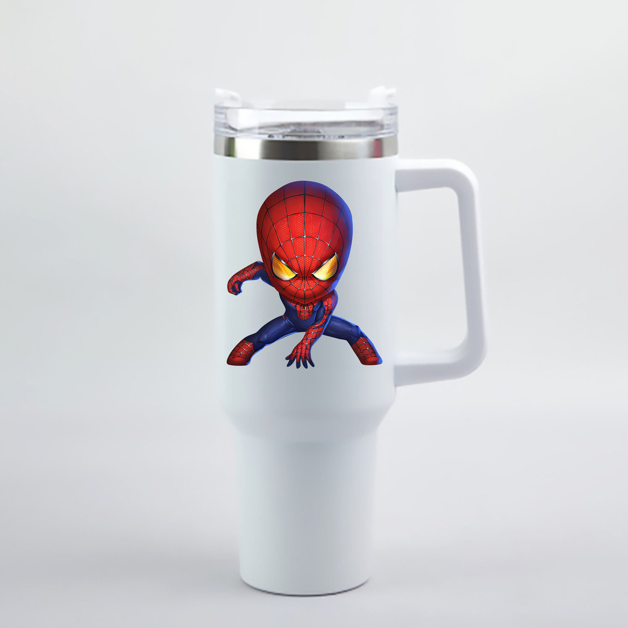 （画像用） Spider Man スパイダーマン 1200mL車用タンブラー - クリスタルステッカー（プラスチックストロー付き）