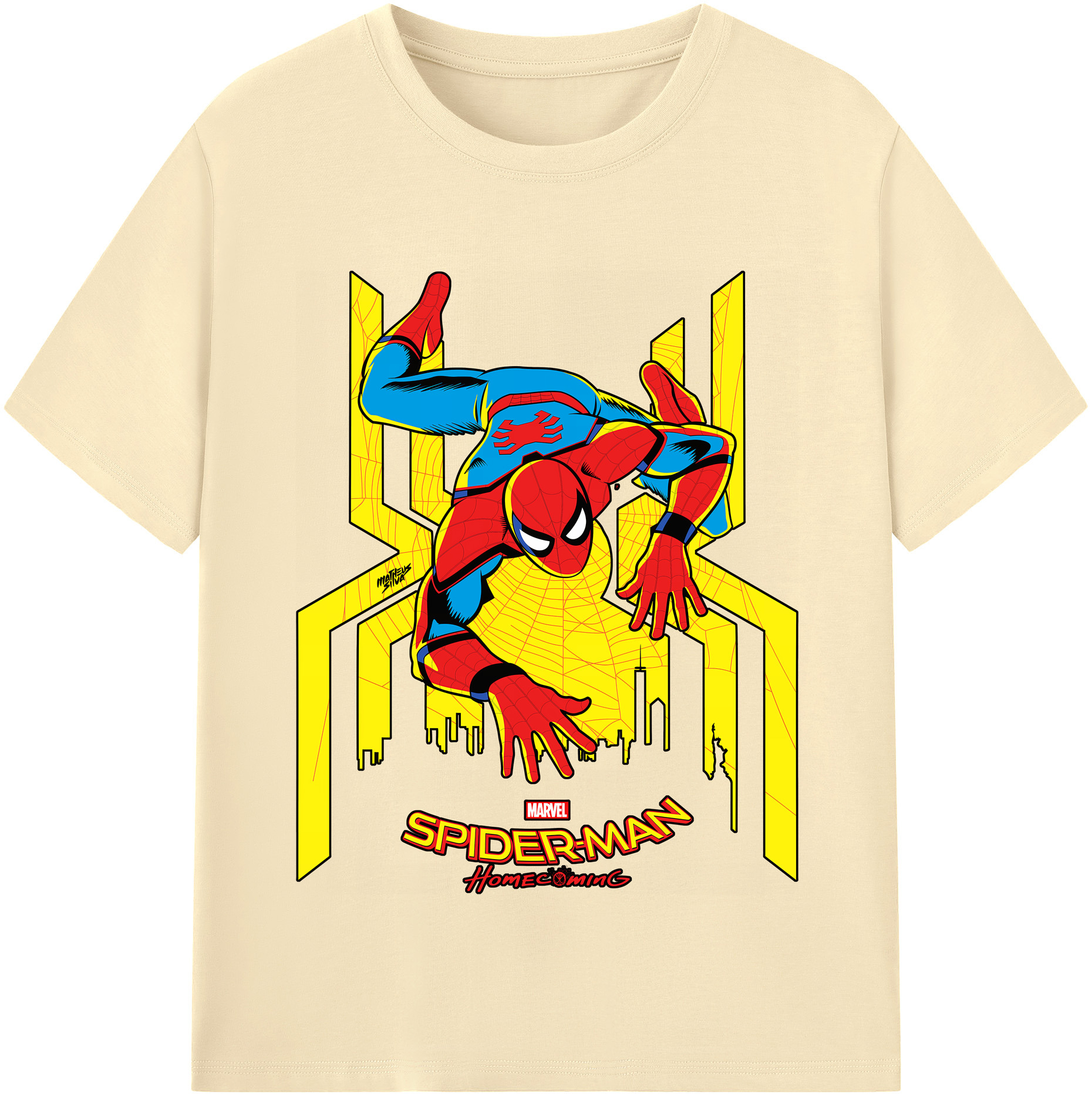 （画像用） Spider Man スパイダーマン 綿100％半袖Tシャツ（フロントプリント）