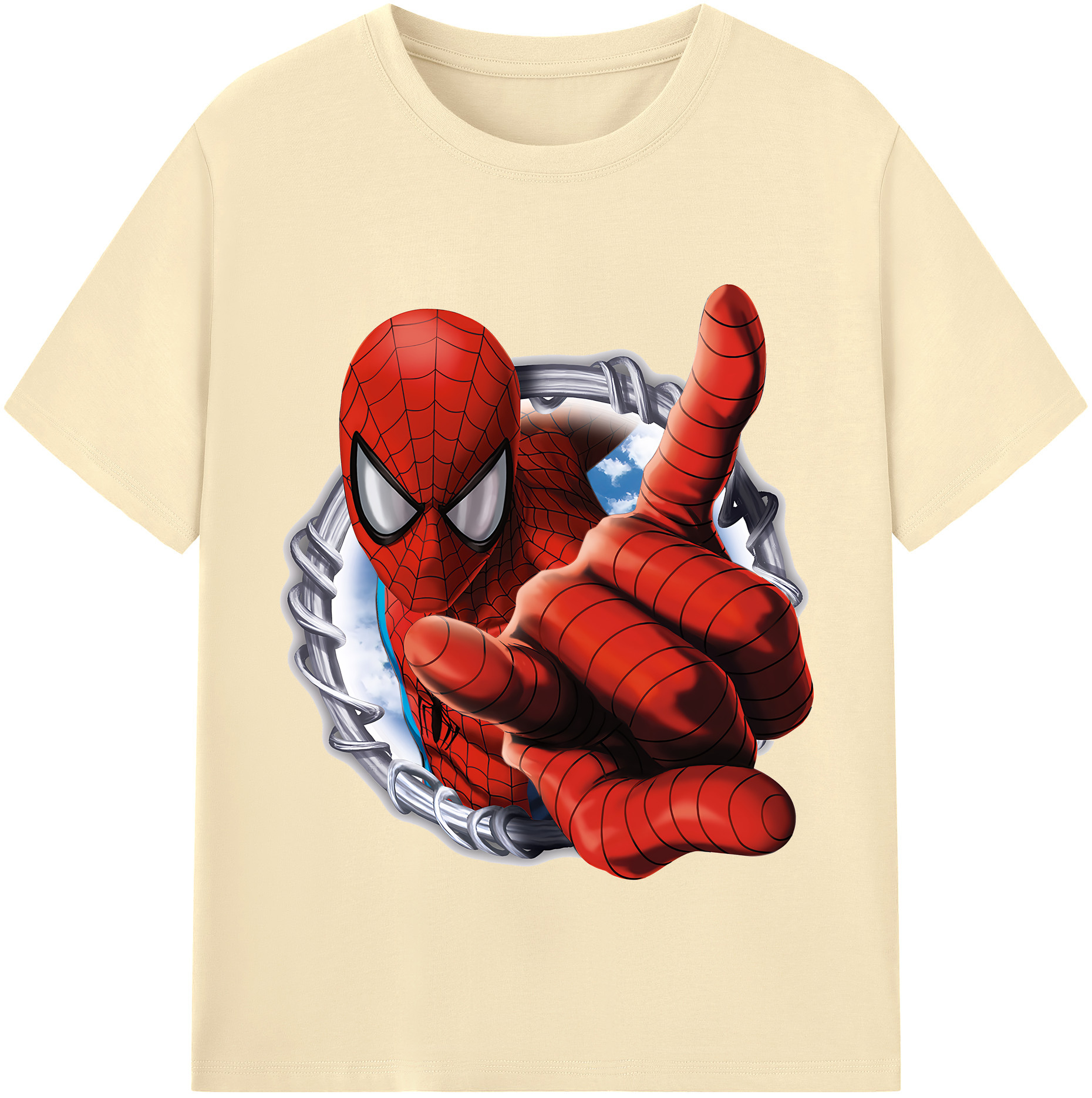 （画像用） Spider Man スパイダーマン 綿100％半袖Tシャツ（フロントプリント）