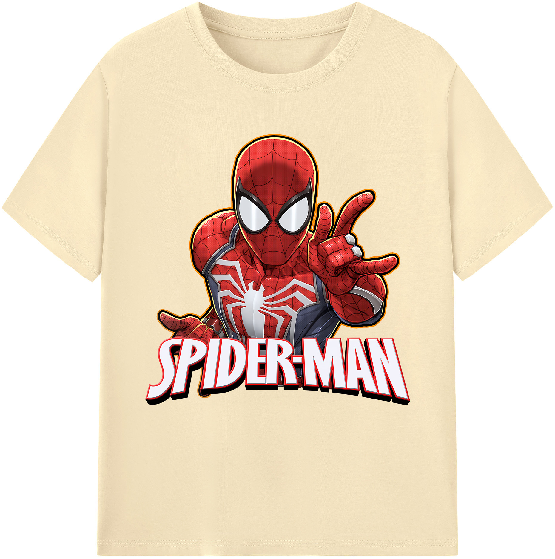 （画像用） Spider Man スパイダーマン 綿100％半袖Tシャツ（フロントプリント）
