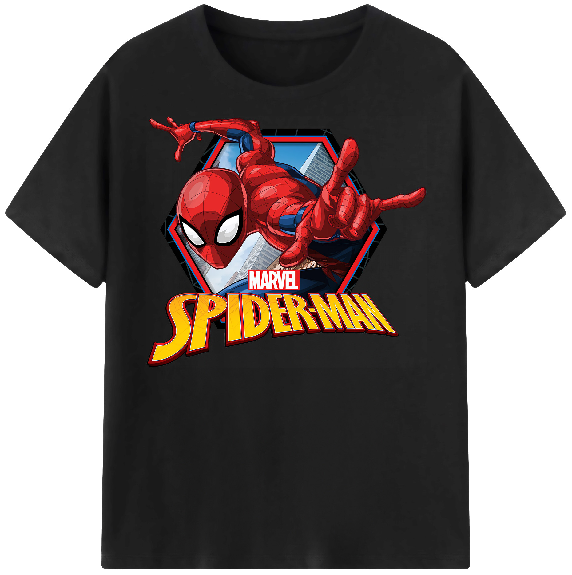 （画像用） Spider Man スパイダーマン 綿100％半袖Tシャツ（フロントプリント）