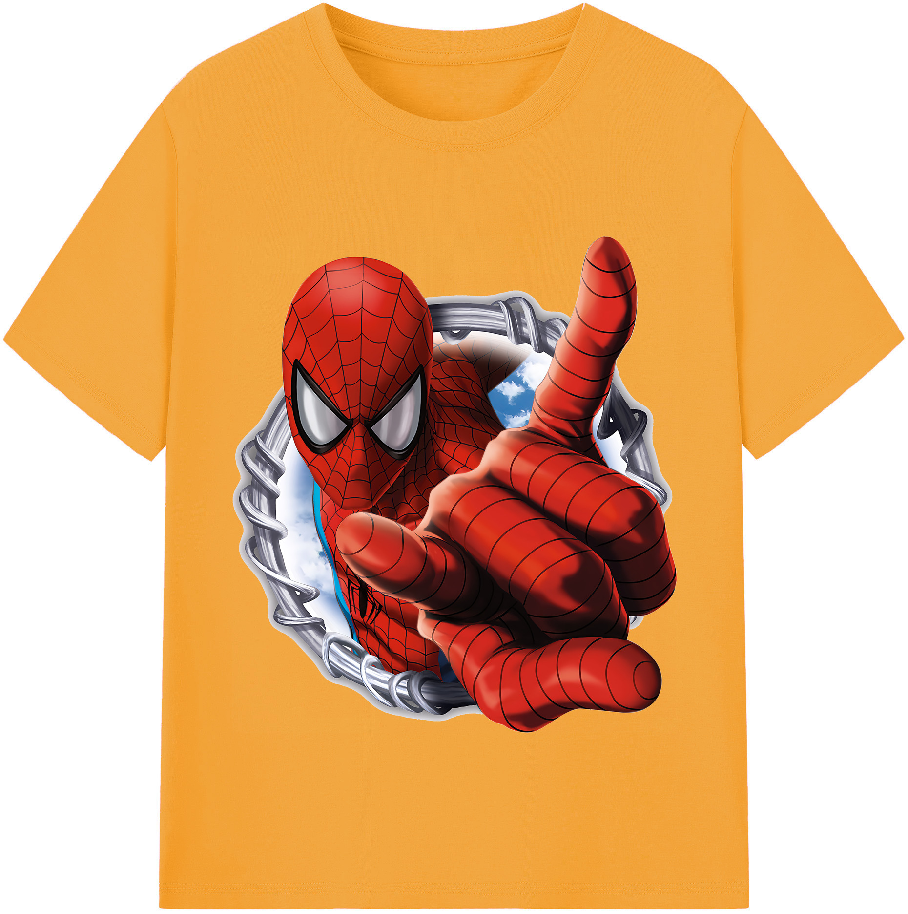 （画像用） Spider Man スパイダーマン 綿100％半袖Tシャツ（フロントプリント）