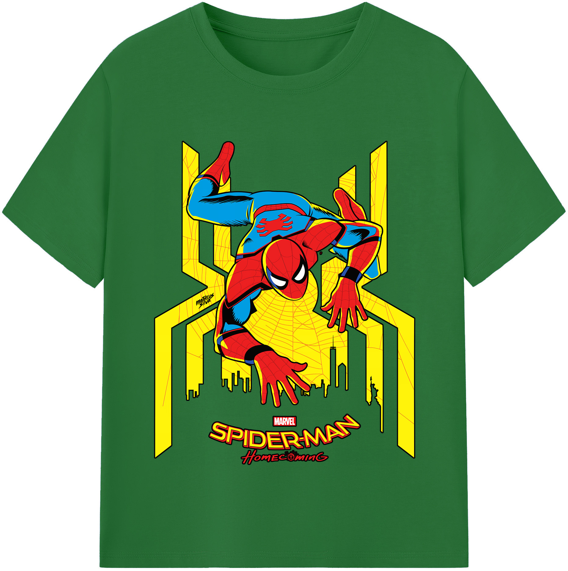 （画像用） Spider Man スパイダーマン 綿100％半袖Tシャツ（フロントプリント）
