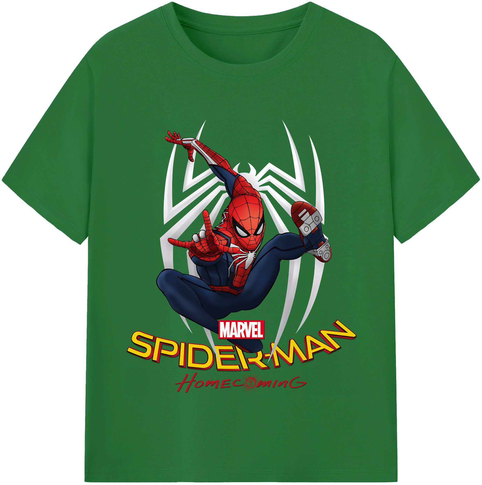 （画像用） Spider Man スパイダーマン 綿100％半袖Tシャツ（フロントプリント）