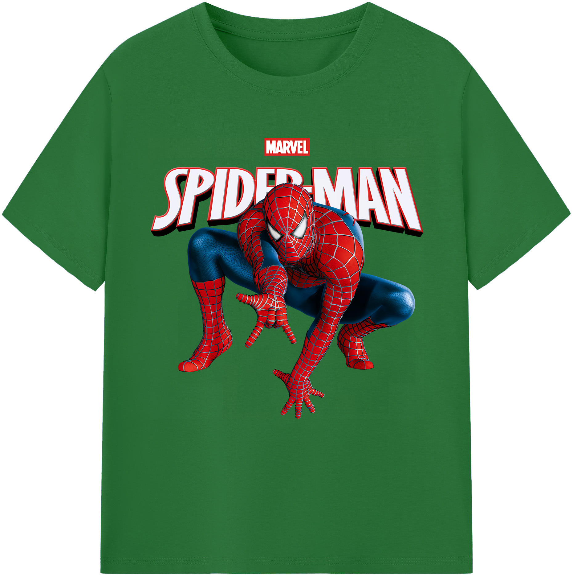 （画像用） Spider Man スパイダーマン 綿100％半袖Tシャツ（フロントプリント）