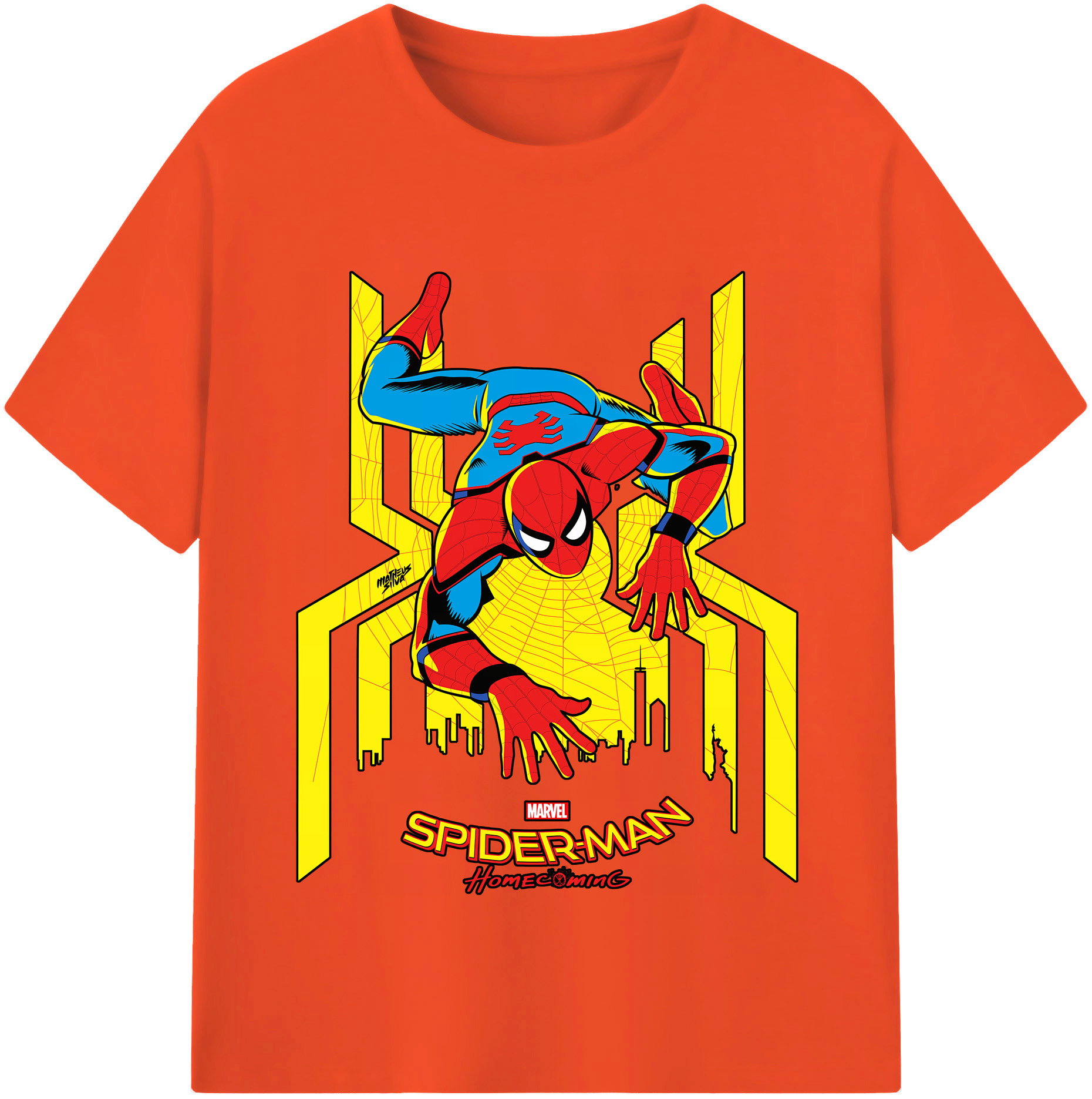 （画像用） Spider Man スパイダーマン 綿100％半袖Tシャツ（フロントプリント）
