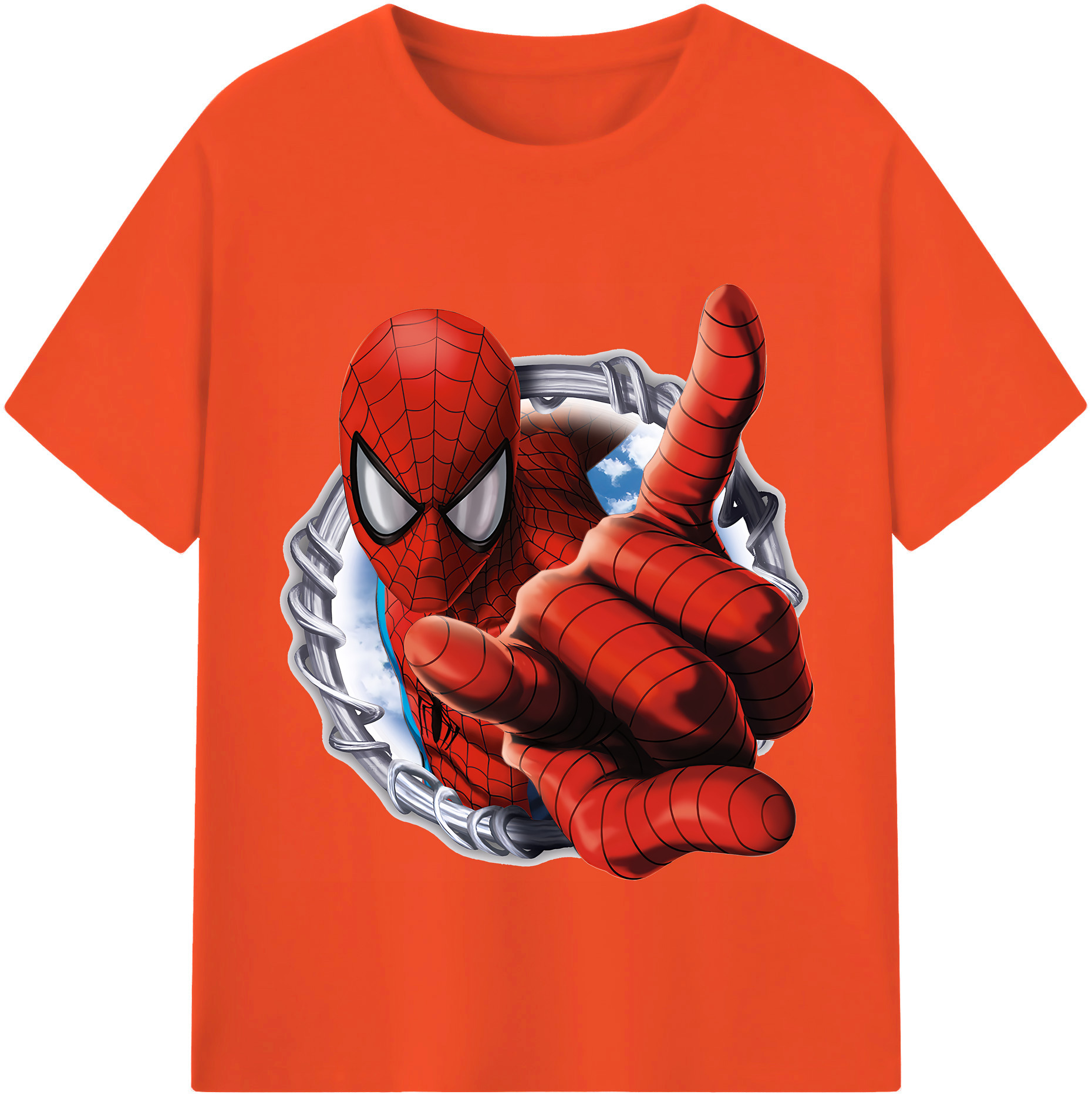 （画像用） Spider Man スパイダーマン 綿100％半袖Tシャツ（フロントプリント）