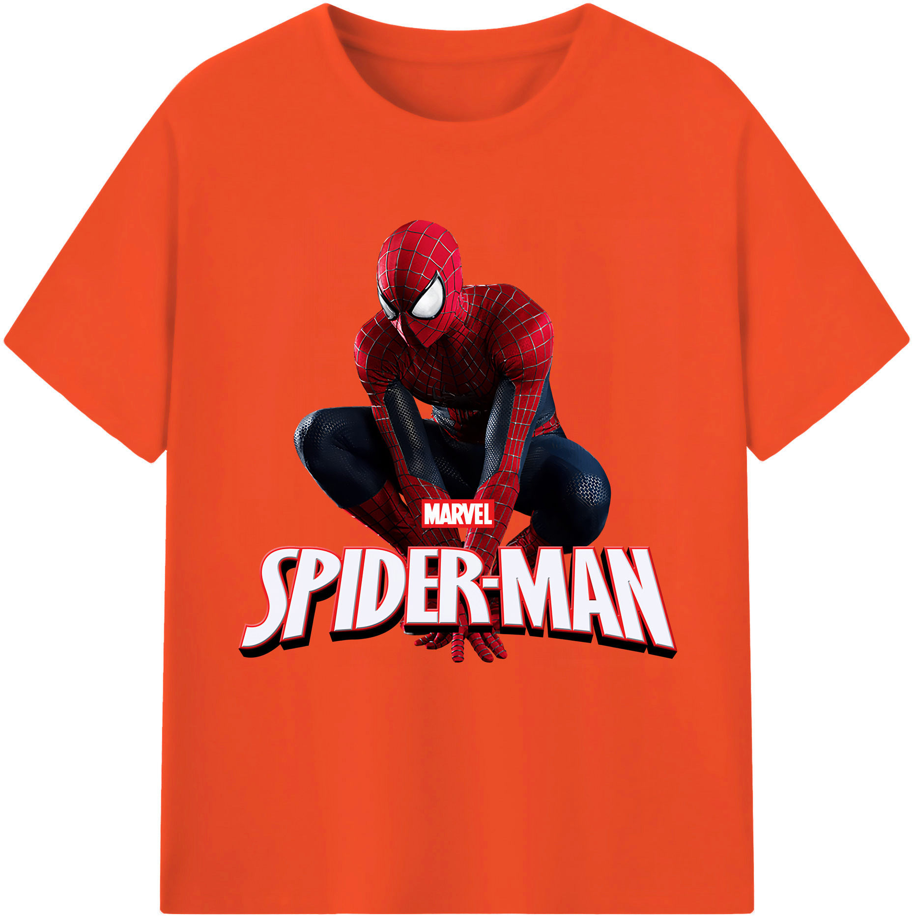 （画像用） Spider Man スパイダーマン 綿100％半袖Tシャツ（フロントプリント）