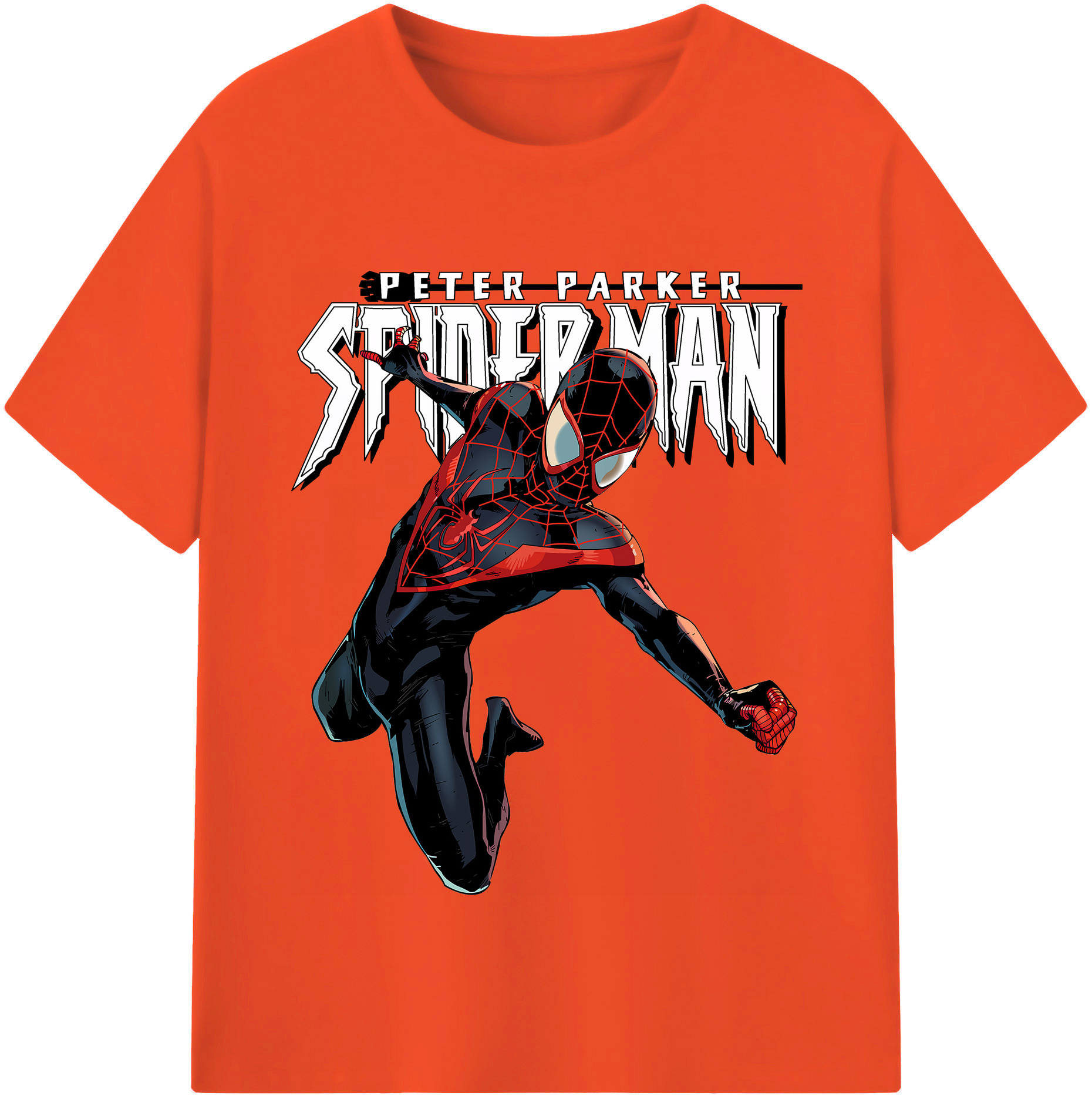 （画像用） Spider Man スパイダーマン 綿100％半袖Tシャツ（フロントプリント）