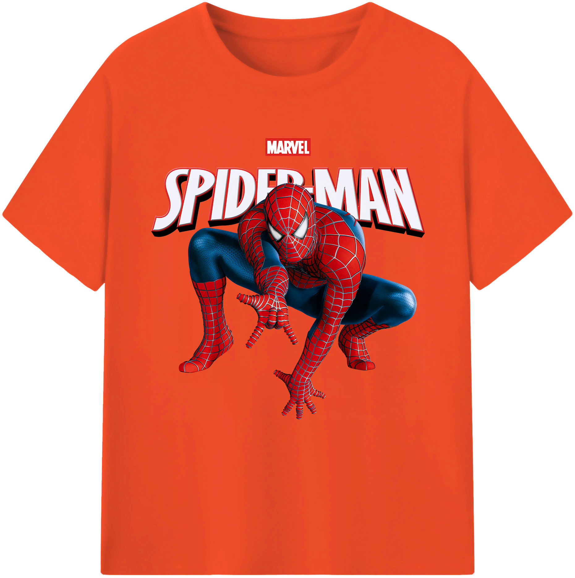 （画像用） Spider Man スパイダーマン 綿100％半袖Tシャツ（フロントプリント）