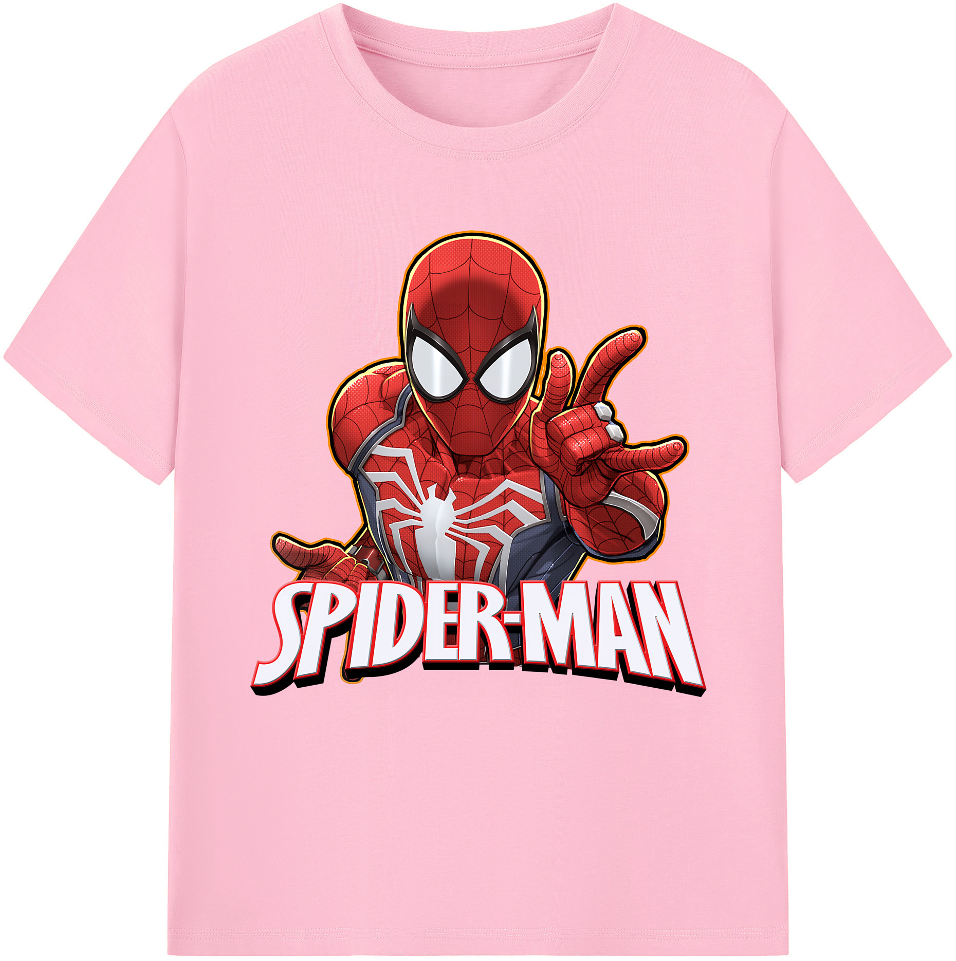 （画像用） Spider Man スパイダーマン 綿100％半袖Tシャツ（フロントプリント）