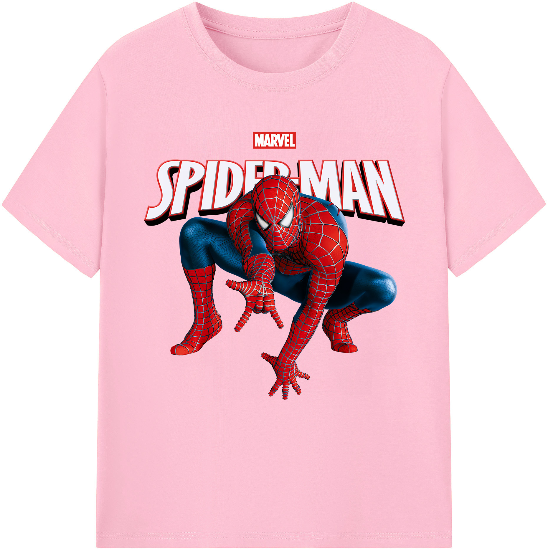 （画像用） Spider Man スパイダーマン 綿100％半袖Tシャツ（フロントプリント）