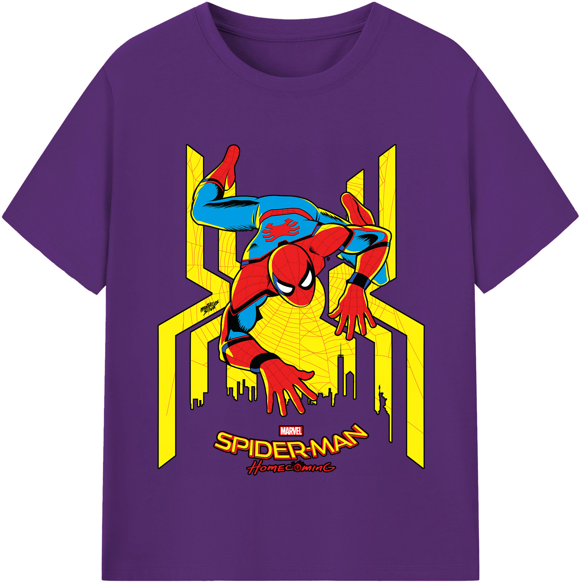 （画像用） Spider Man スパイダーマン 綿100％半袖Tシャツ（フロントプリント）