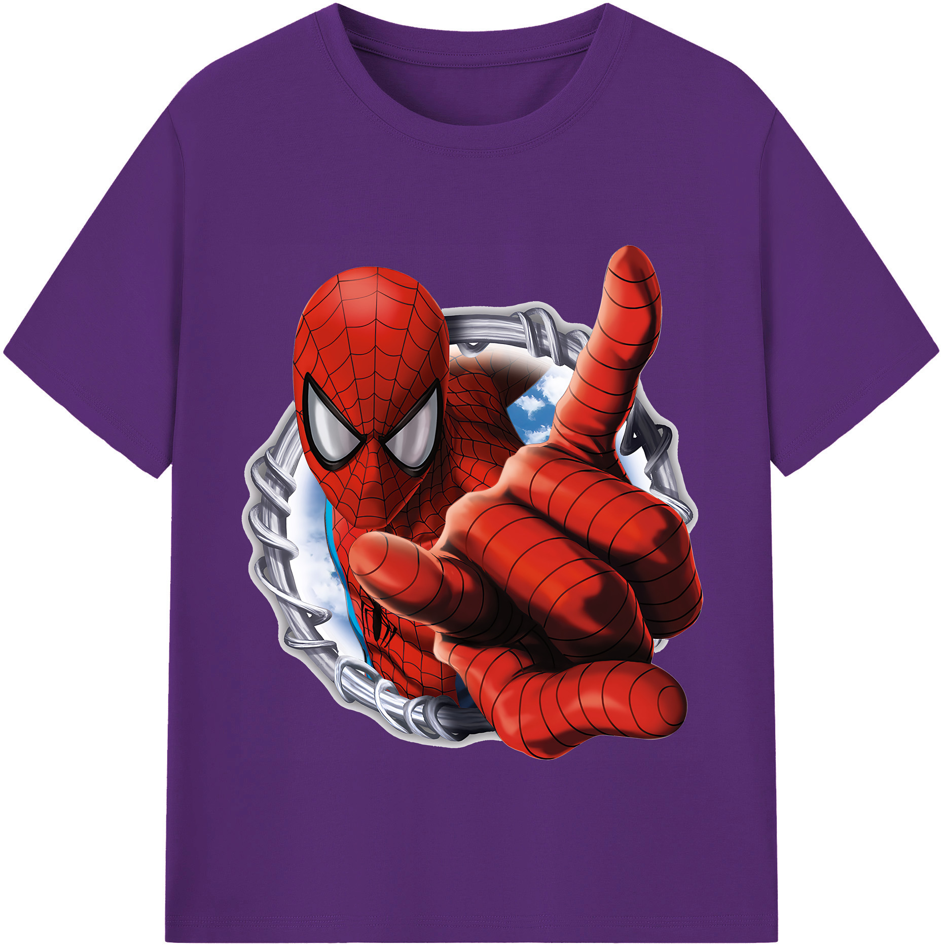 （画像用） Spider Man スパイダーマン 綿100％半袖Tシャツ（フロントプリント）