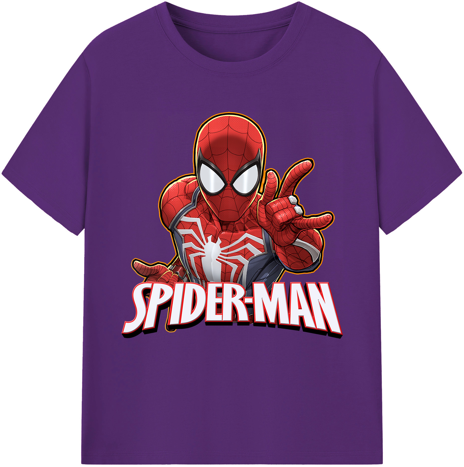 （画像用） Spider Man スパイダーマン 綿100％半袖Tシャツ（フロントプリント）
