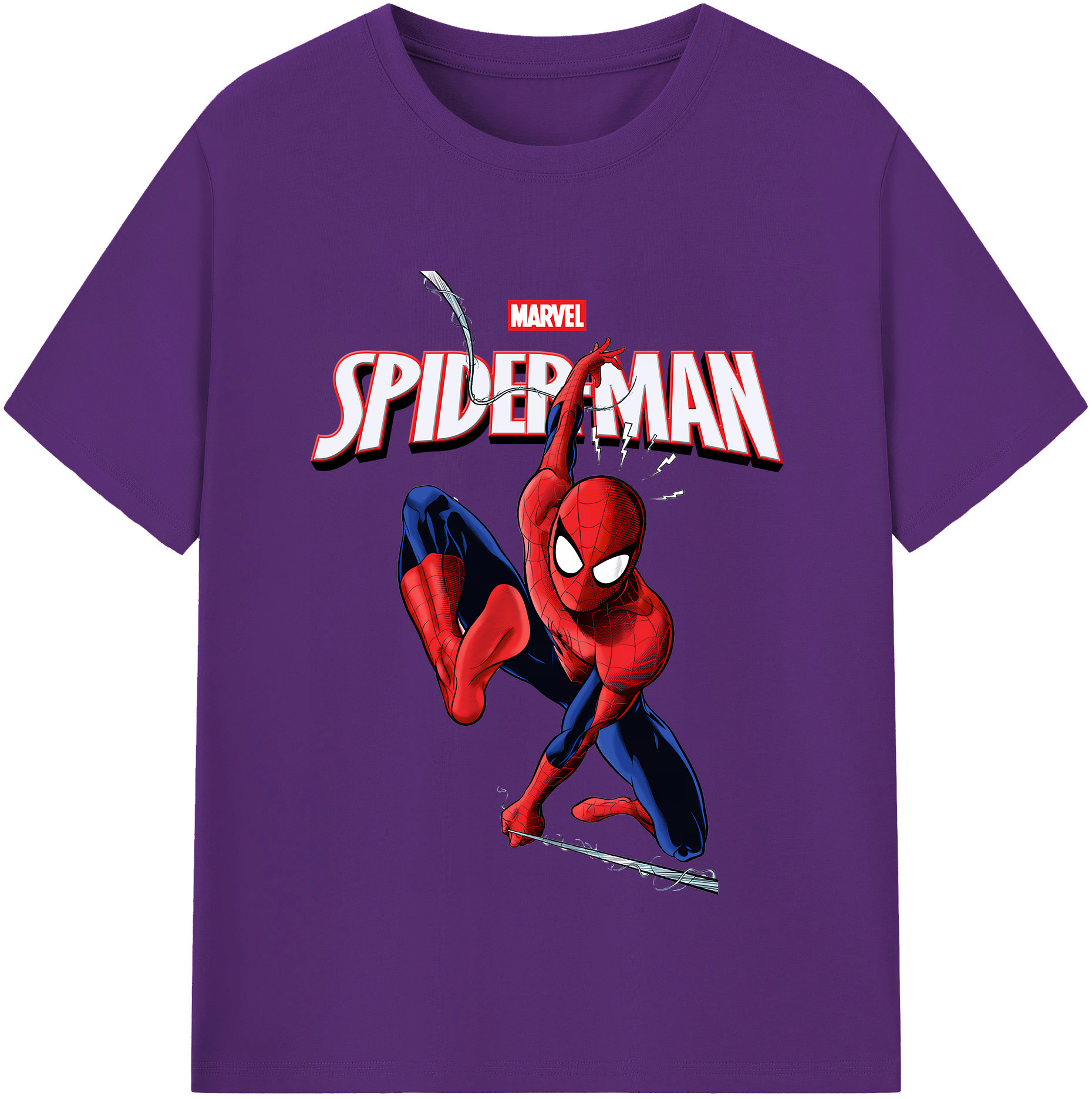（画像用） Spider Man スパイダーマン 綿100％半袖Tシャツ（フロントプリント）