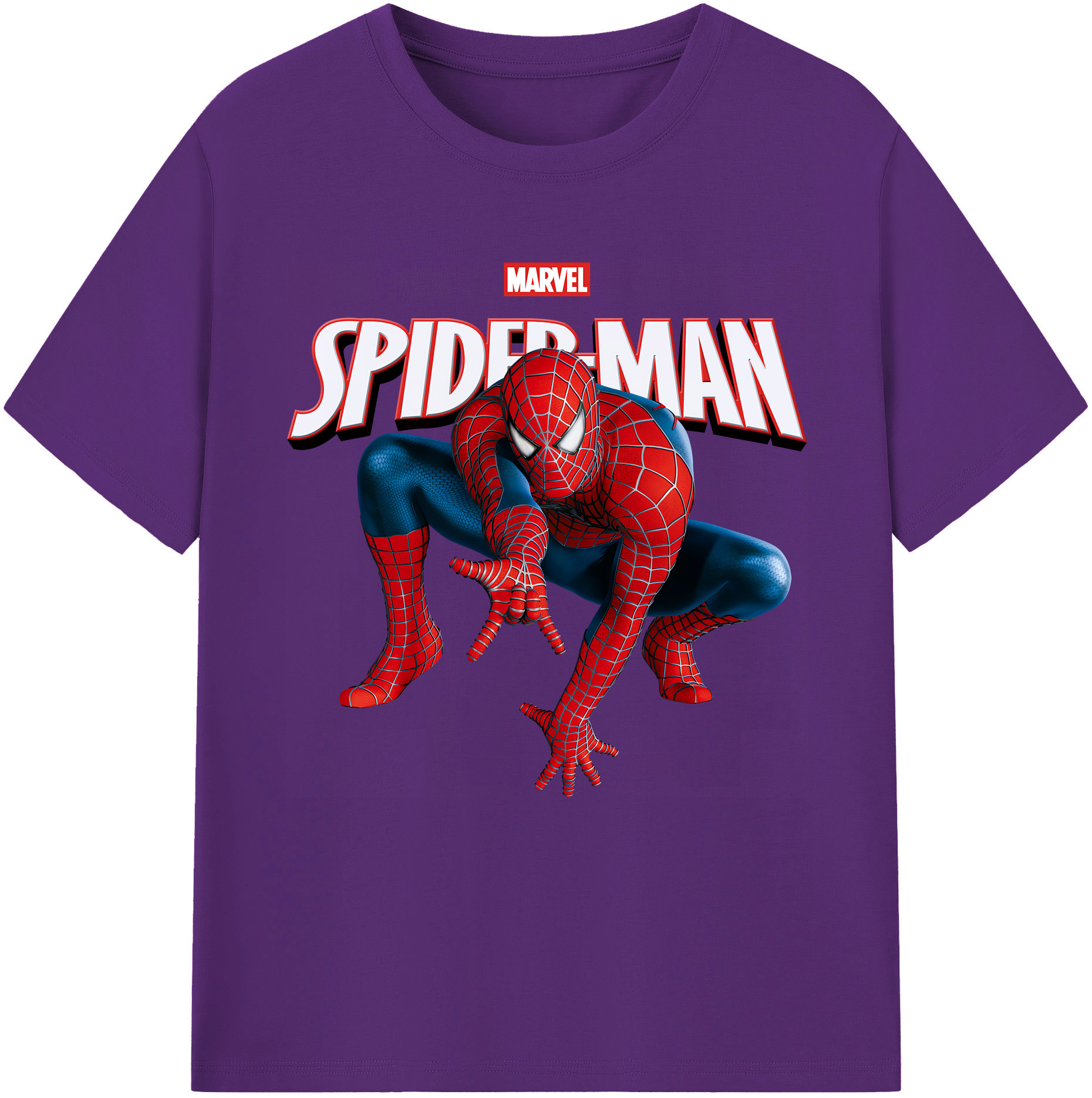 （画像用） Spider Man スパイダーマン 綿100％半袖Tシャツ（フロントプリント）