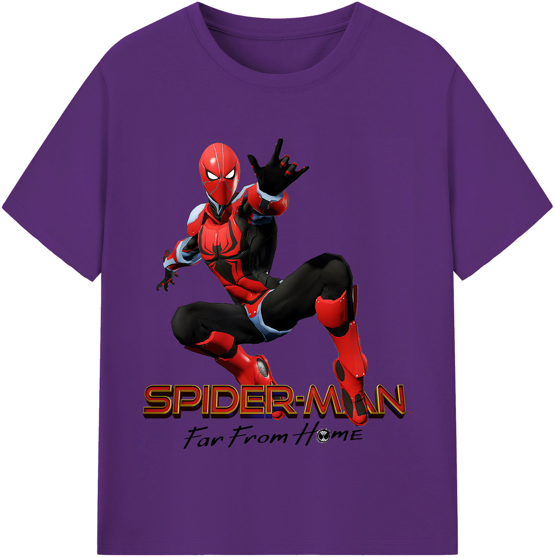 （画像用） Spider Man スパイダーマン 綿100％半袖Tシャツ（フロントプリント）