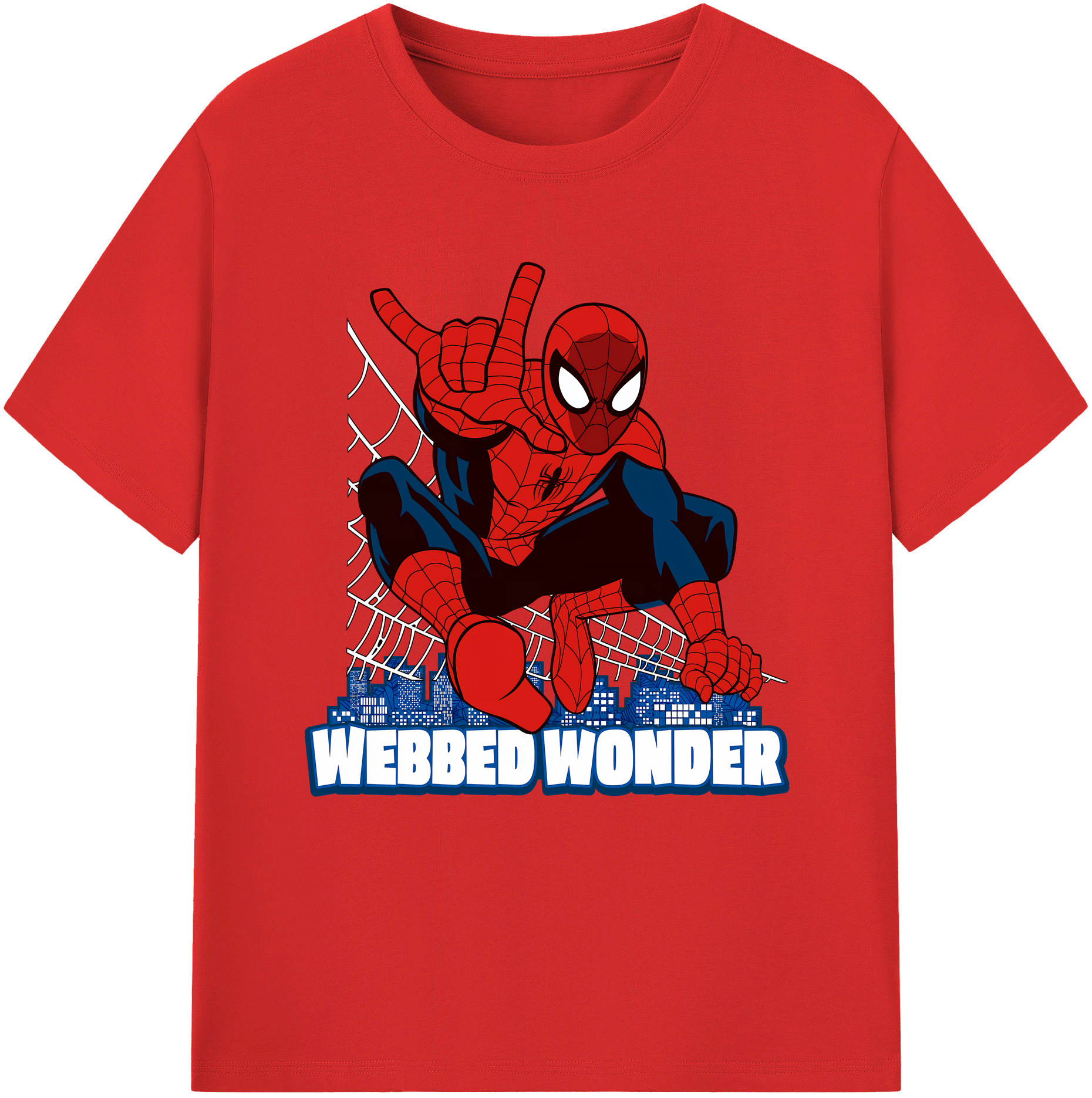 （画像用） Spider Man スパイダーマン 綿100％半袖Tシャツ（フロントプリント）