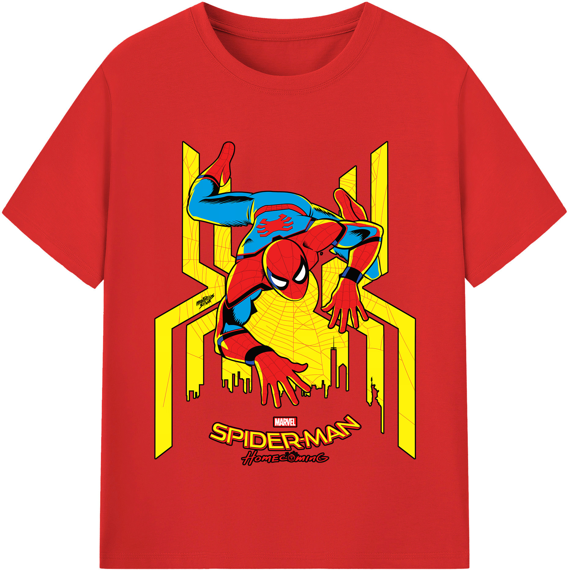 （画像用） Spider Man スパイダーマン 綿100％半袖Tシャツ（フロントプリント）