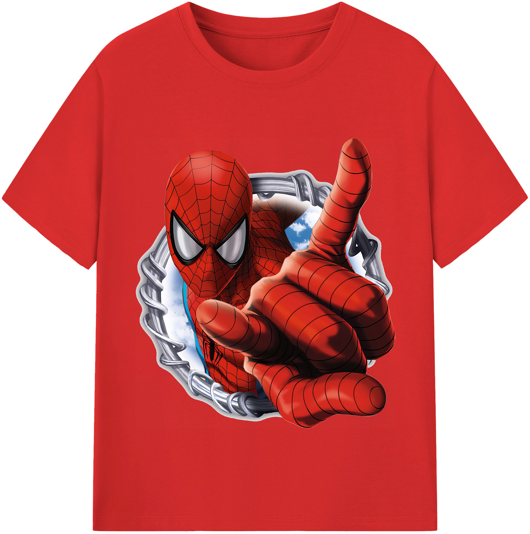 （画像用） Spider Man スパイダーマン 綿100％半袖Tシャツ（フロントプリント）