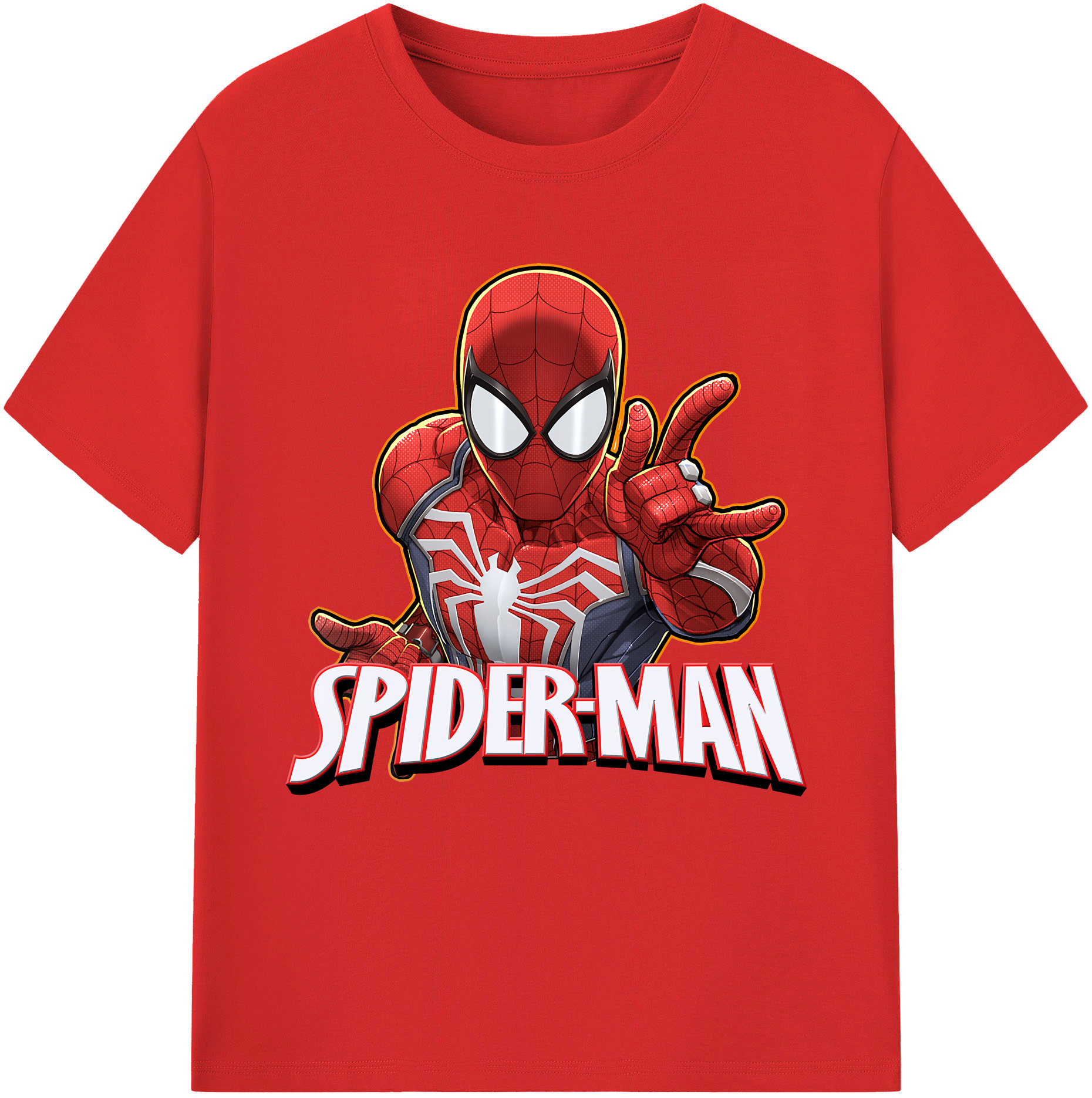 （画像用） Spider Man スパイダーマン 綿100％半袖Tシャツ（フロントプリント）