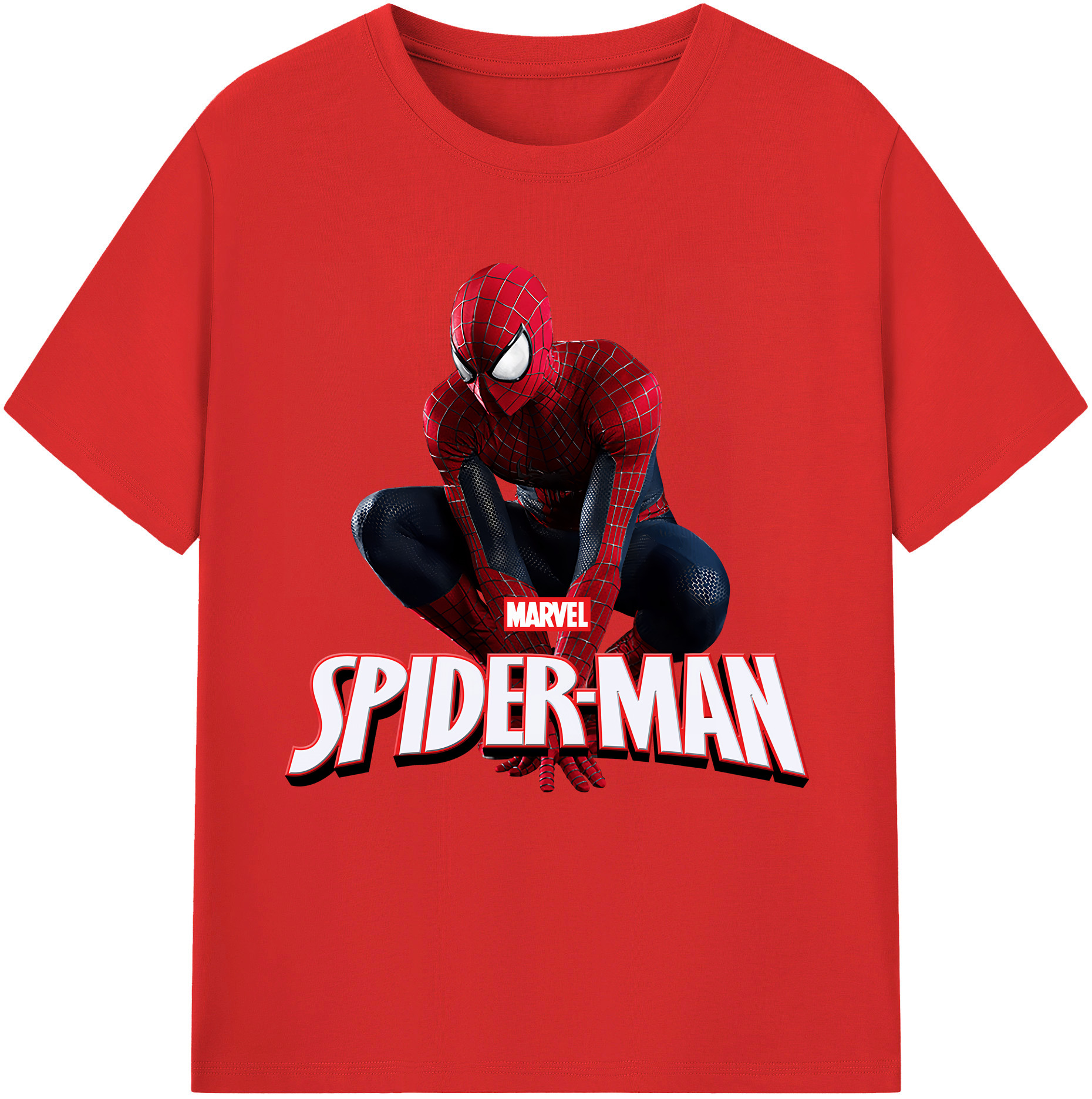 （画像用） Spider Man スパイダーマン 綿100％半袖Tシャツ（フロントプリント）