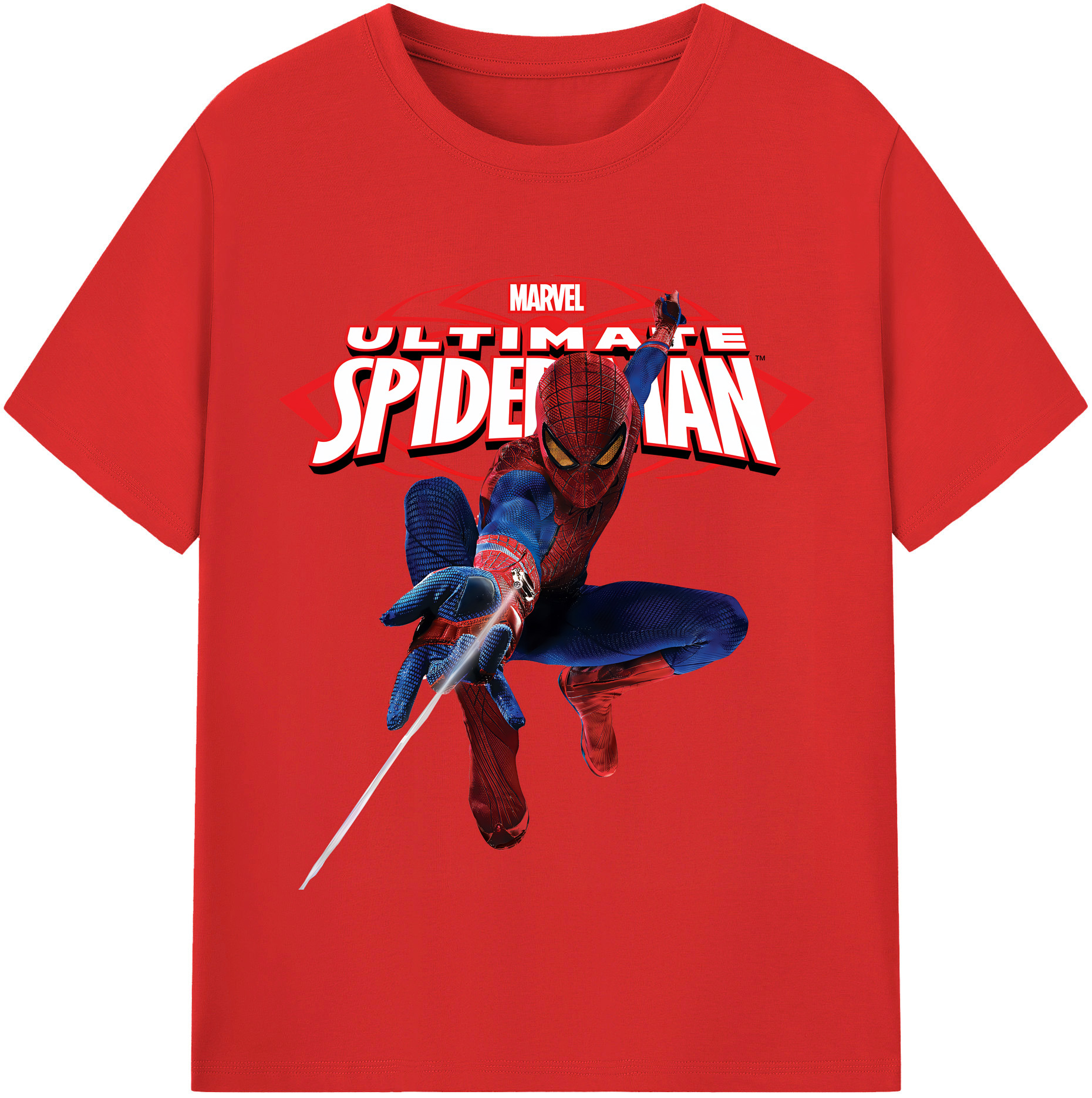 （画像用） Spider Man スパイダーマン 綿100％半袖Tシャツ（フロントプリント）